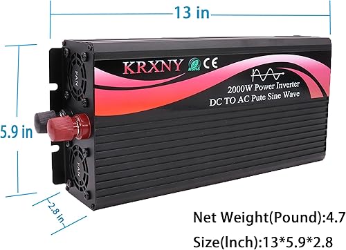 Miniatura 2 de Inversor de corriente 2000W 48V DC a 110V AC 60HZ convertidor de onda sinusoidal pura con pantalla LED para sistema solar fuera de la red