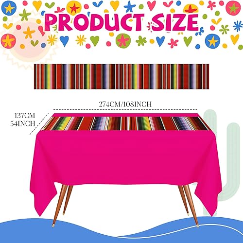 Miniatura 2 de Preboun 15 piezas de decoración de fiesta mexicana de 54 x 108 pulgadas, mantel de fiesta temática mexicana de panal para suministros de decoración