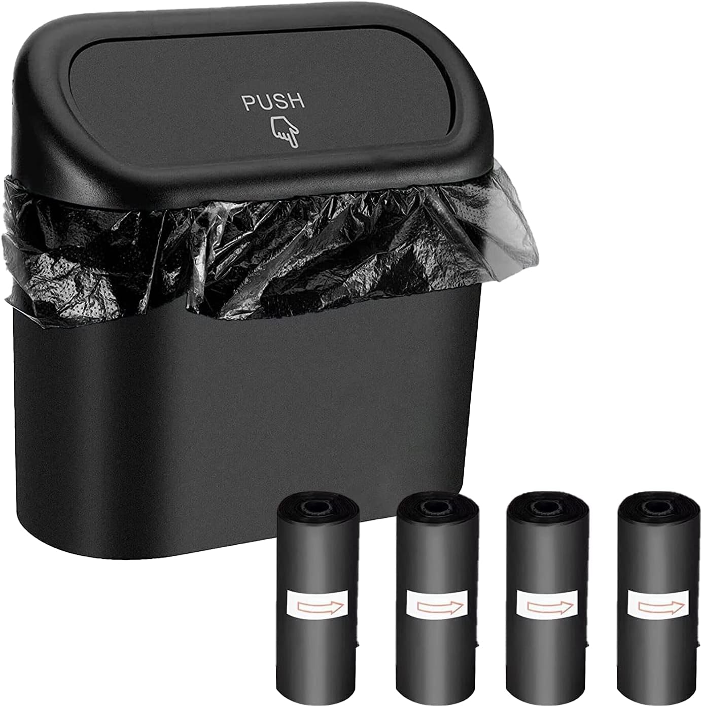 Car Trash Can with Lid, Hanging Mini Vehicle Trash Bin with 60 Car