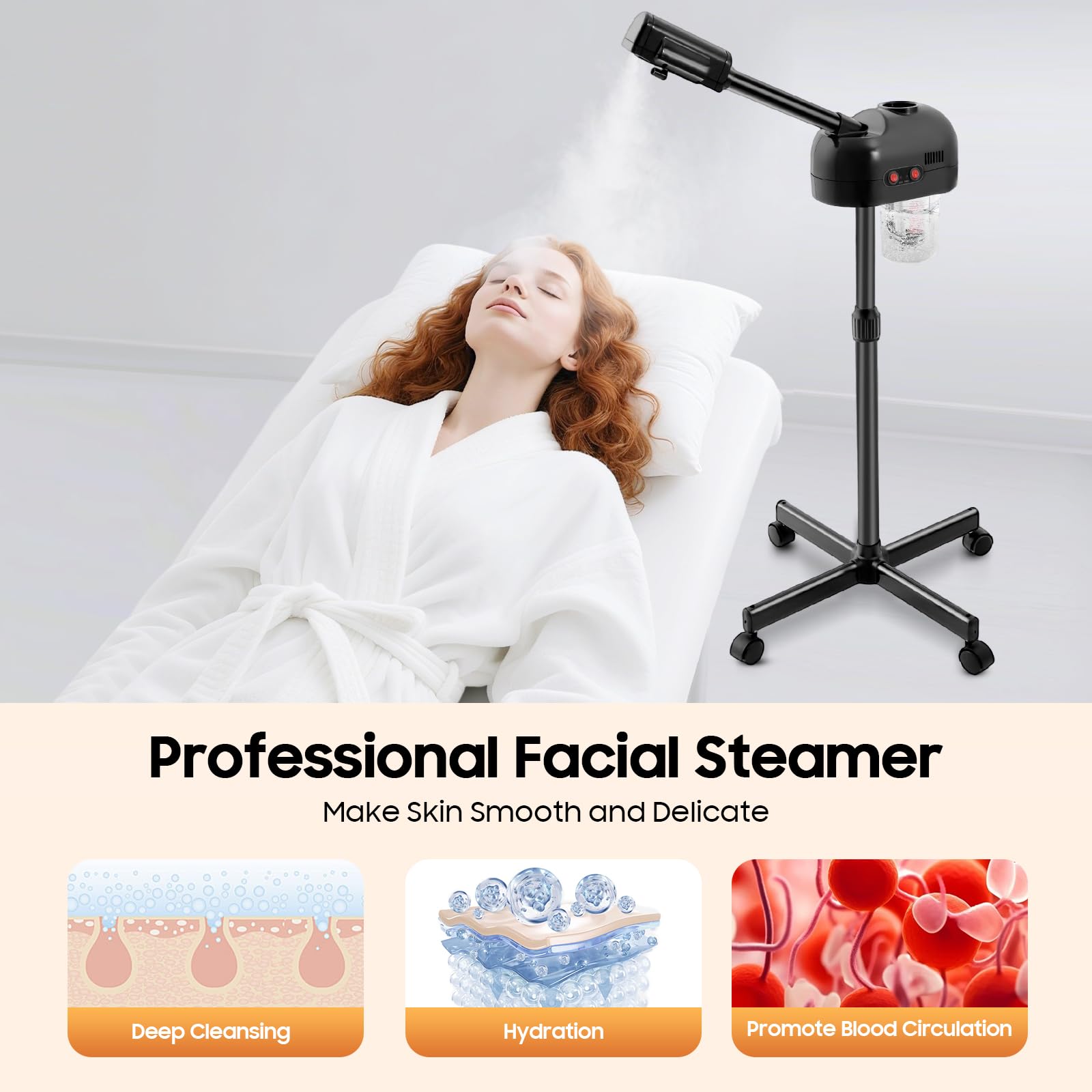 Inalatori elettrici, Ozono Viso Sauna Evaporatore Vaporizzatore Salon Studio Cosmetico, per Ospedali, Saloni di Bellezza e Spa e, Nero