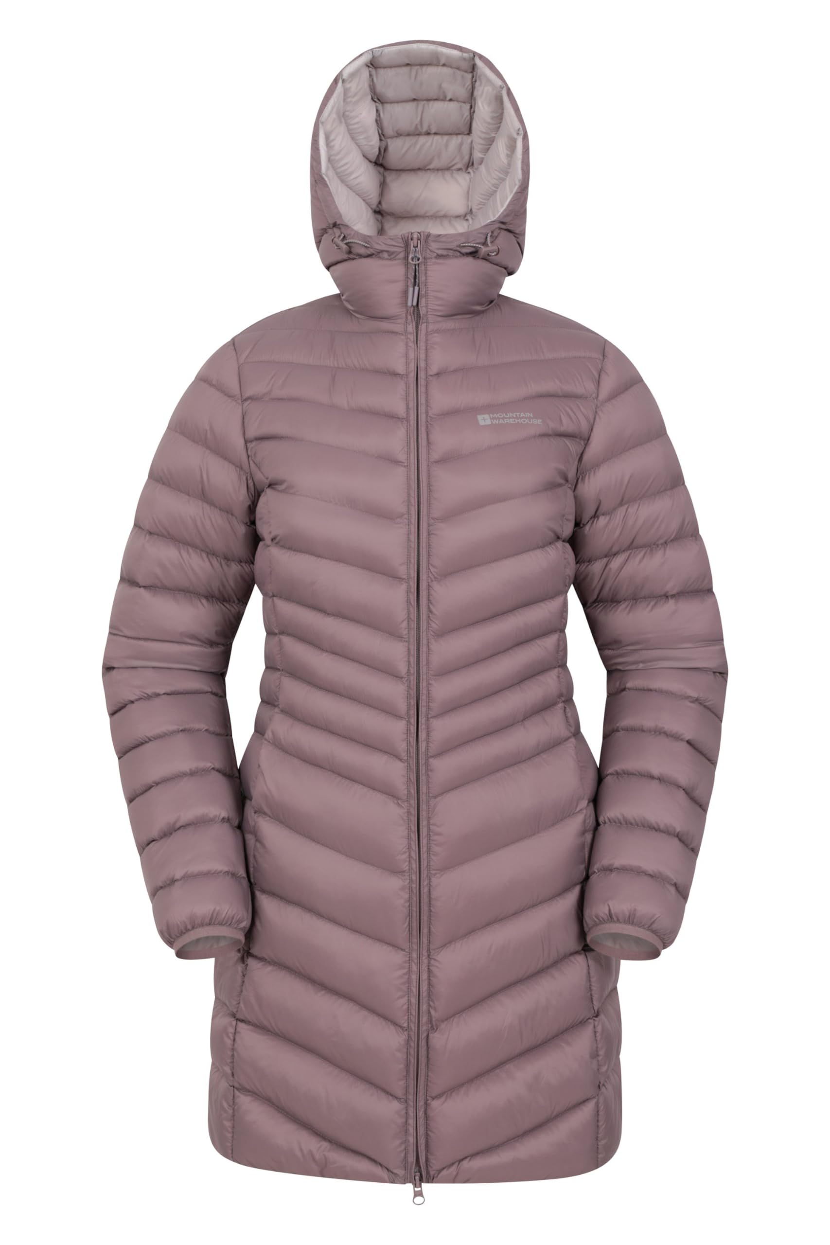 Mountain Warehouse Women's Taupe Florence Winter Long Padded Jacket - Water Resistant Rain Coat, Lightweight Jacket, Warm, 30C Heat Rating - For Outdoors, Walking Size 8