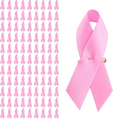 100 PCS Ribbon Pin Cancer Awareness Ribbon Pins Polyester Satin Pins for Charity Event Survivor Campaign Favors Supplies