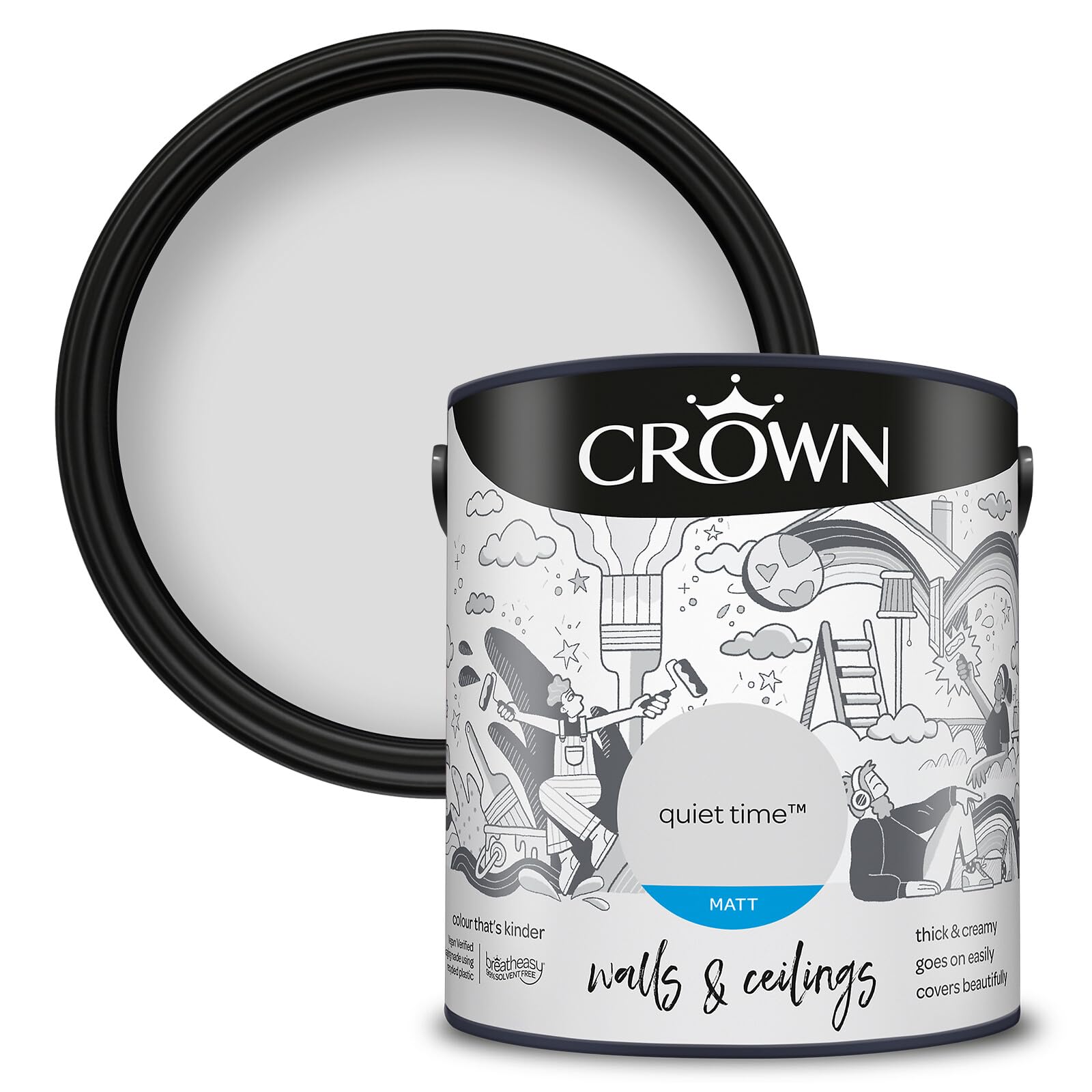 Crown Walls & Ceilings Matt Emulsion Paint, Size 2.5L, Quiet Time