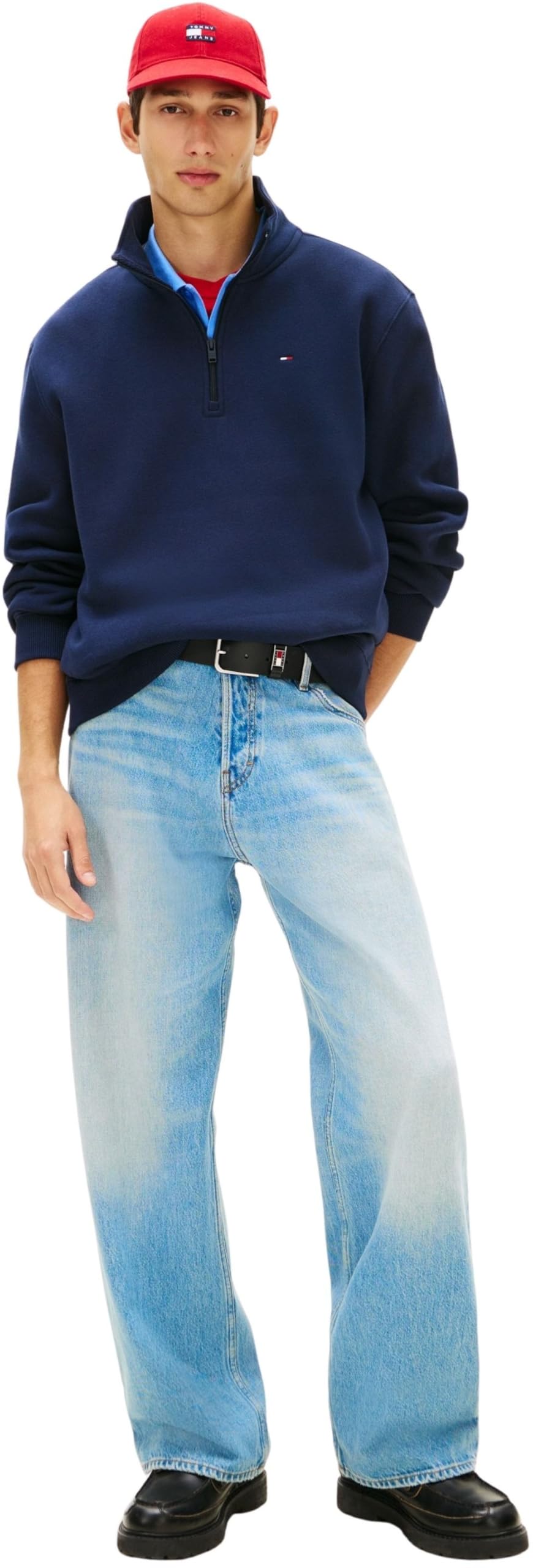 Tommy Jeans TJM Reg Fleece 1/4zip Mock Neck Dm0dm20339 Sudadera con Media Cremallera Hombre (Pack de 1)