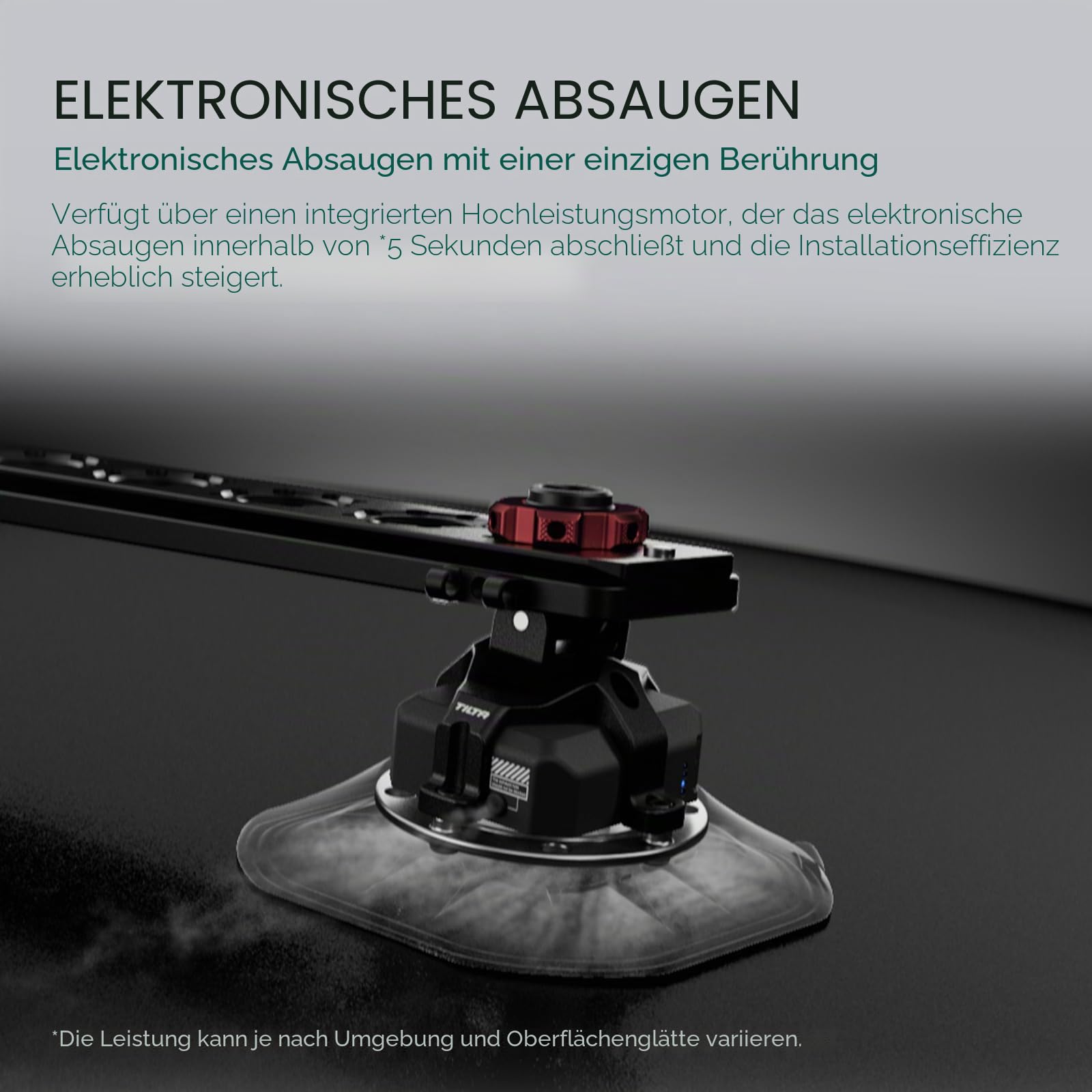 Tilta 4,5 Zoll Elektronik-Saugnapf mit Multifunktionshalterung, Kamera-Saugnapfhalterung für Kamera/Action-Kamera/Telefon Max. 20 kg vertikale Belastung HDA-ESC-MMB-45