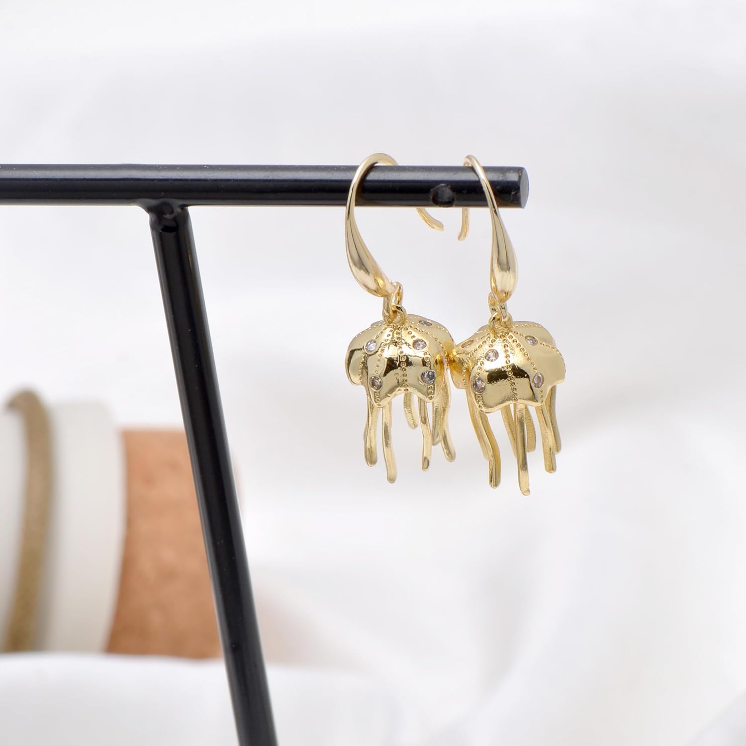 Handmade Golden Jellyfish Earrings for Women - Image 5