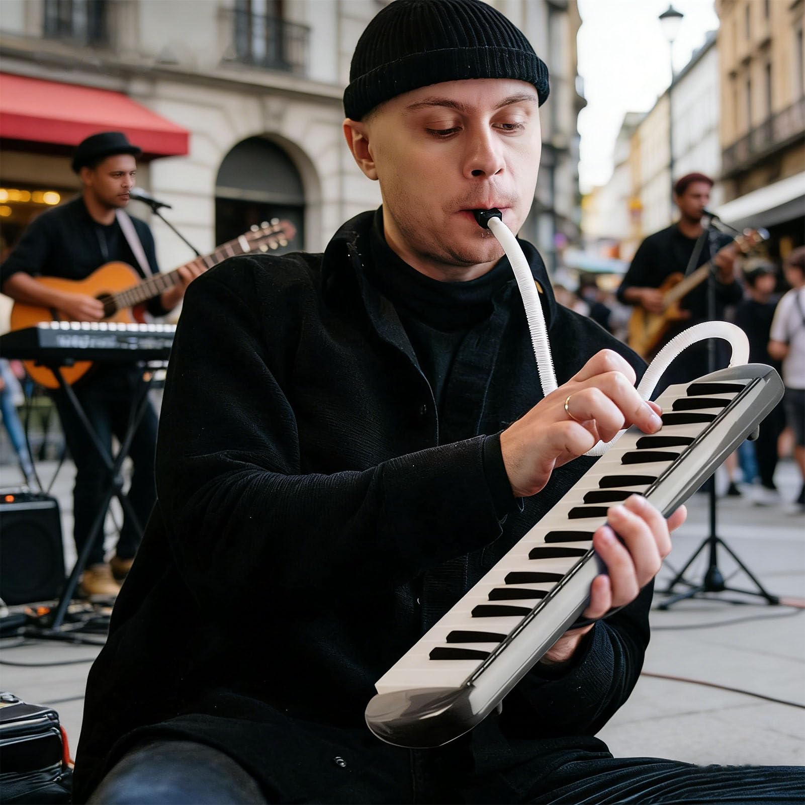Keenso Melódica de 37 Teclas, Teclado de Piano de Aire Portátil ABS con Boquilla para Principiantes y Profesionales, Tubo Flexible para Tocar Fácilmente