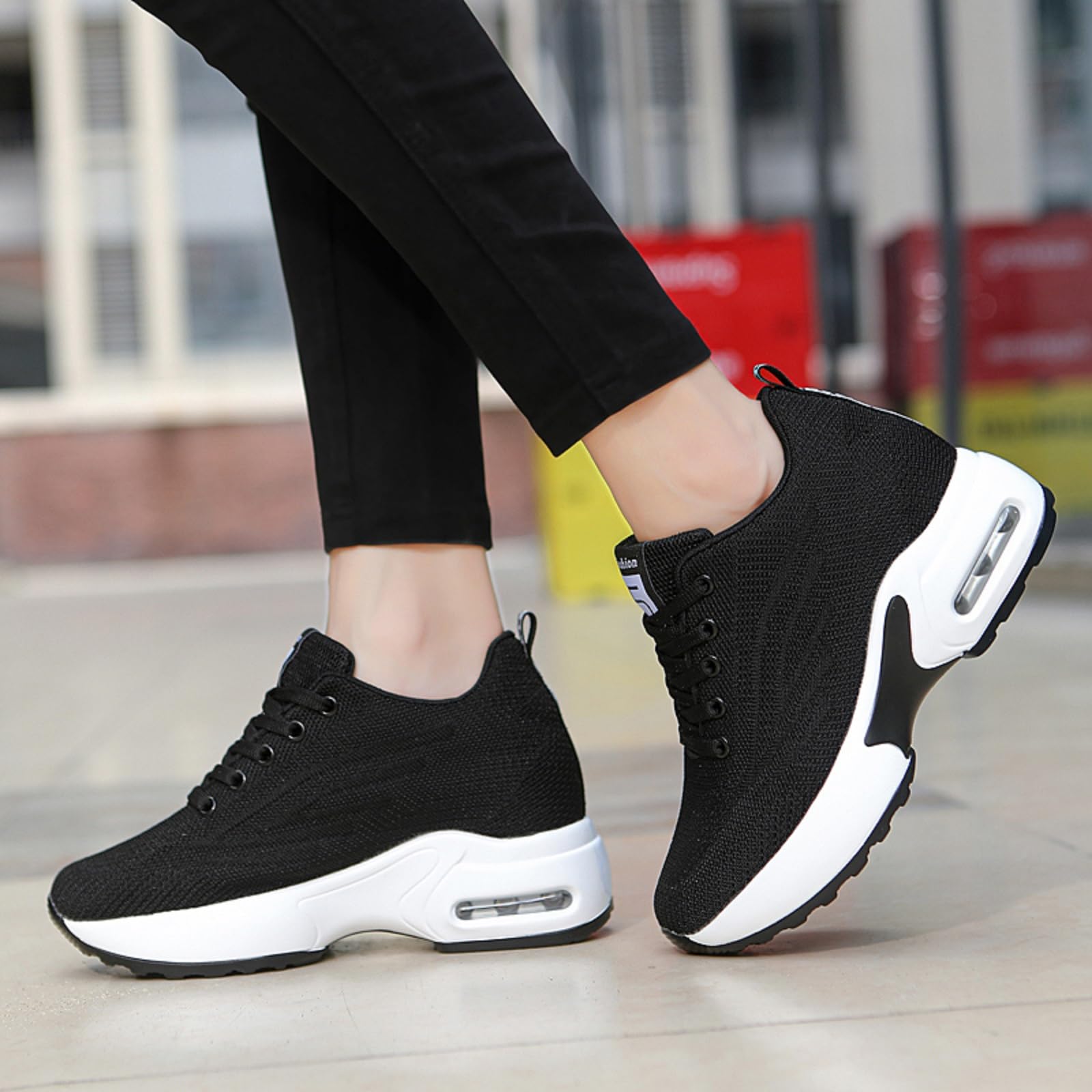 Damskie buty sportowe z klinowym obcasem, lekkie buty do biegania, oddychające, wygodne, antypoślizgowe, do fitnessu, na siłownię, spacery, buty rekreacyjne, 8,5 cm
