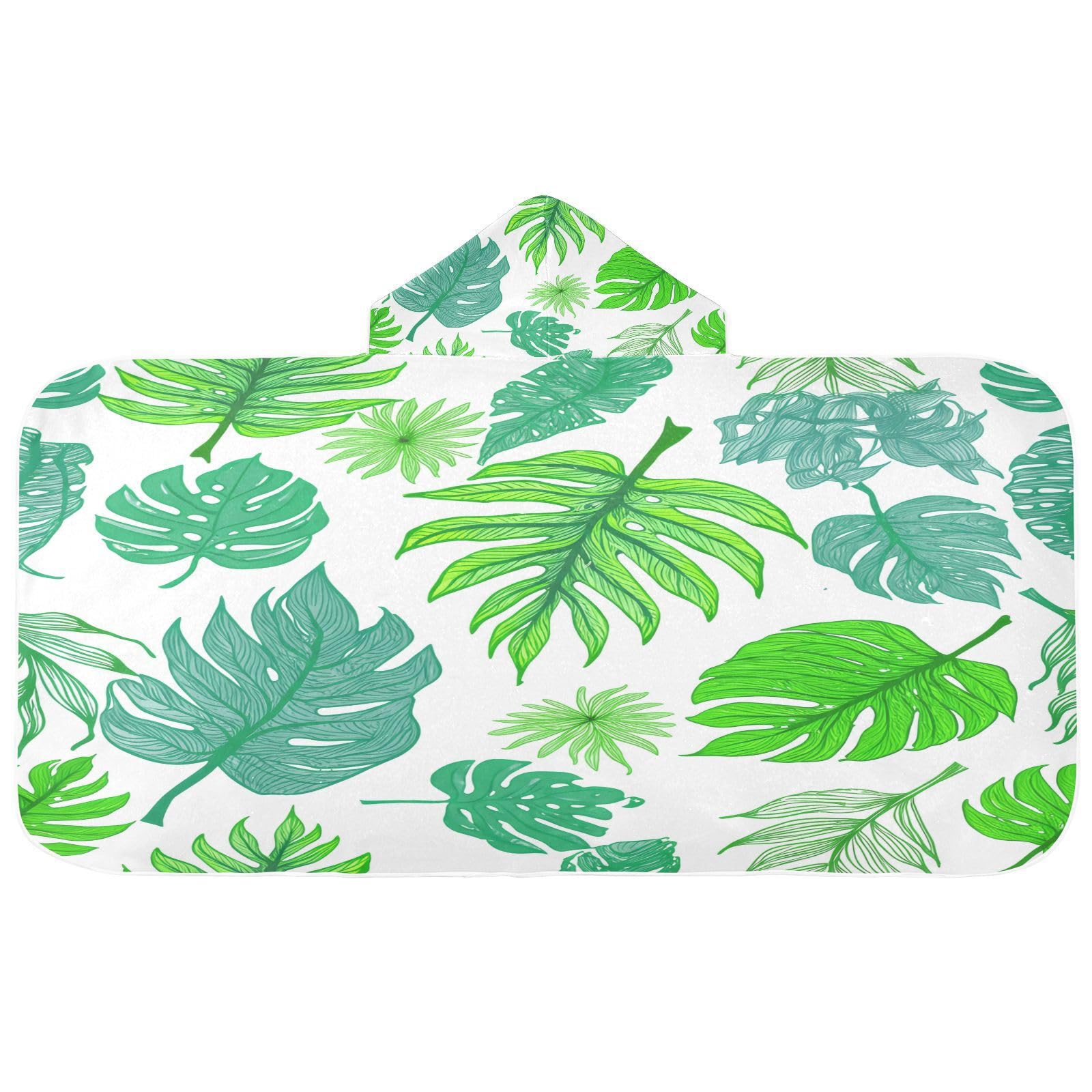 BOESI Doodle Colorful Leaves Kids Hooded Bath Towel, Pool Beach Towel, Kids Hooded Towel, Soft and Comfortable, Absorbent and Quick Drying