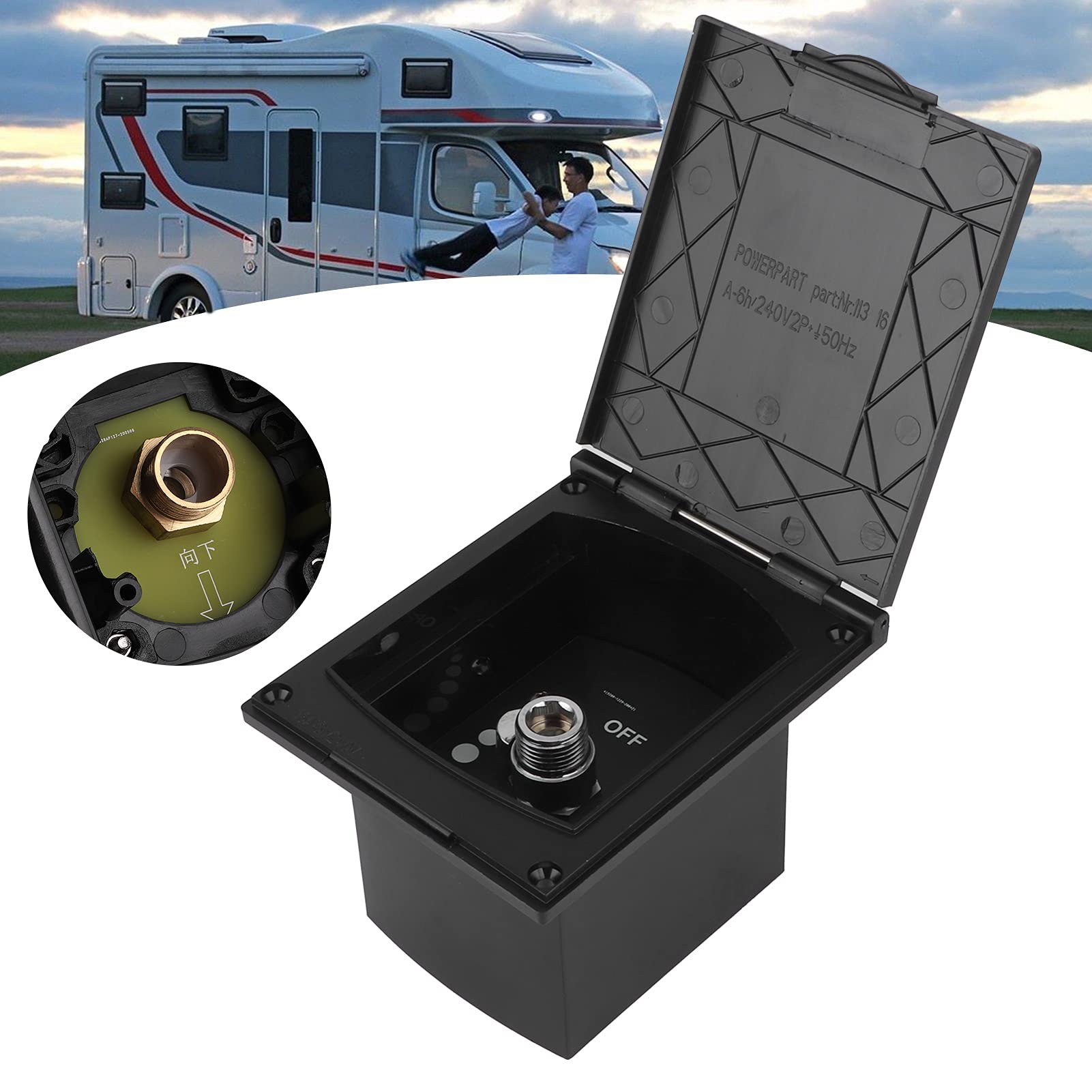 Puerto de Entrada Y Salida de Caja de Ducha Exterior de 1/2 Pulgada, Kit de Caja Exterior de Ducha Exterior, Reemplazo de Grifo para RV, Barco, Autocaravana, sin Manguera/Cabezal de Ducha