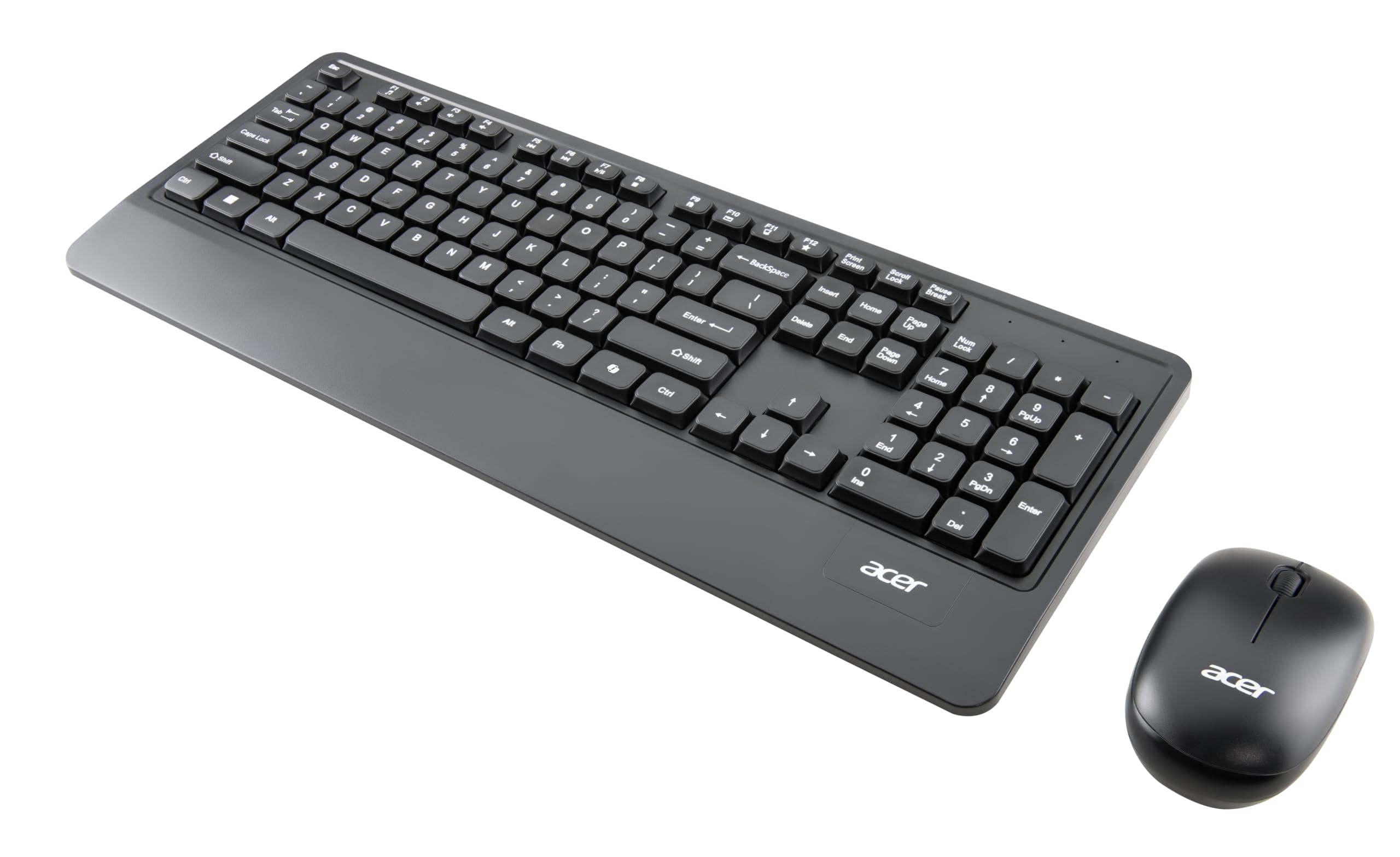Acer Wireless Keyboard & Mouse Combo with Palm Rest | 2.4GHz Nano Receiver, 1600 DPI, Co-Pilot Key, Rupee ₹ Symbol | 10m Range, 10M Keystroke Life, Power Saving Mode | Windows & Mac Compatible – Black