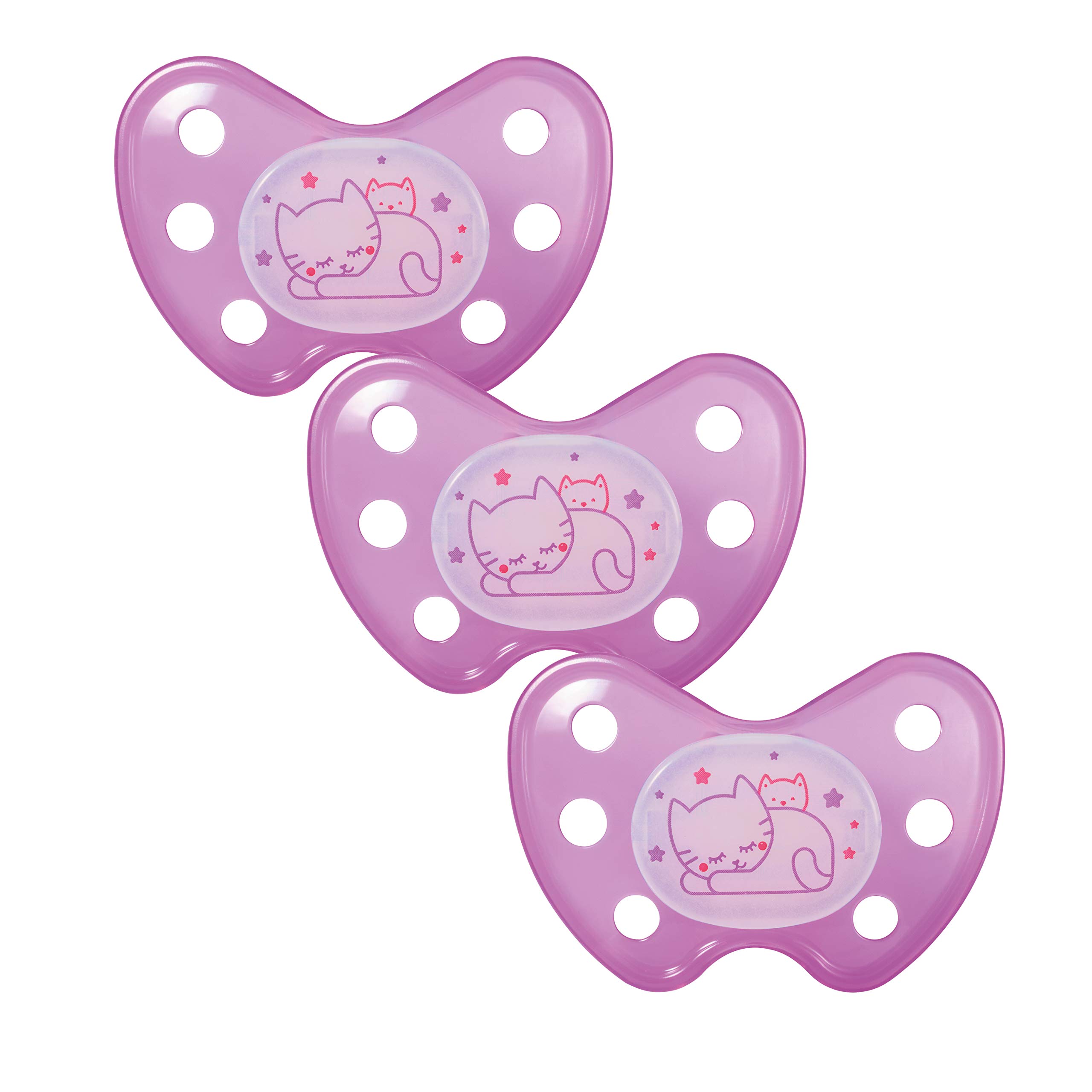 dentistar Night Silicone Soother Set of 3 - Size 3, from 14 Months - Silicone Soother with Dental Step - Glow in The Dark Baby Dummy - Made in Germany - Star, Pink — view 21
