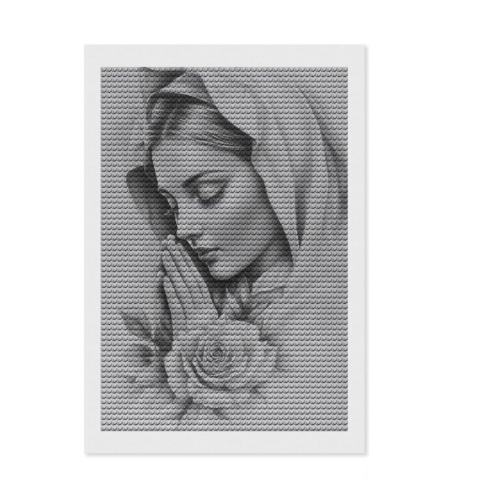 Junmoney Mother Mary Full Drill Diamond Painting Kit 8"x12", Easy to Follow Symbols, Neat Printed Canvas, Creative Leisure Activity