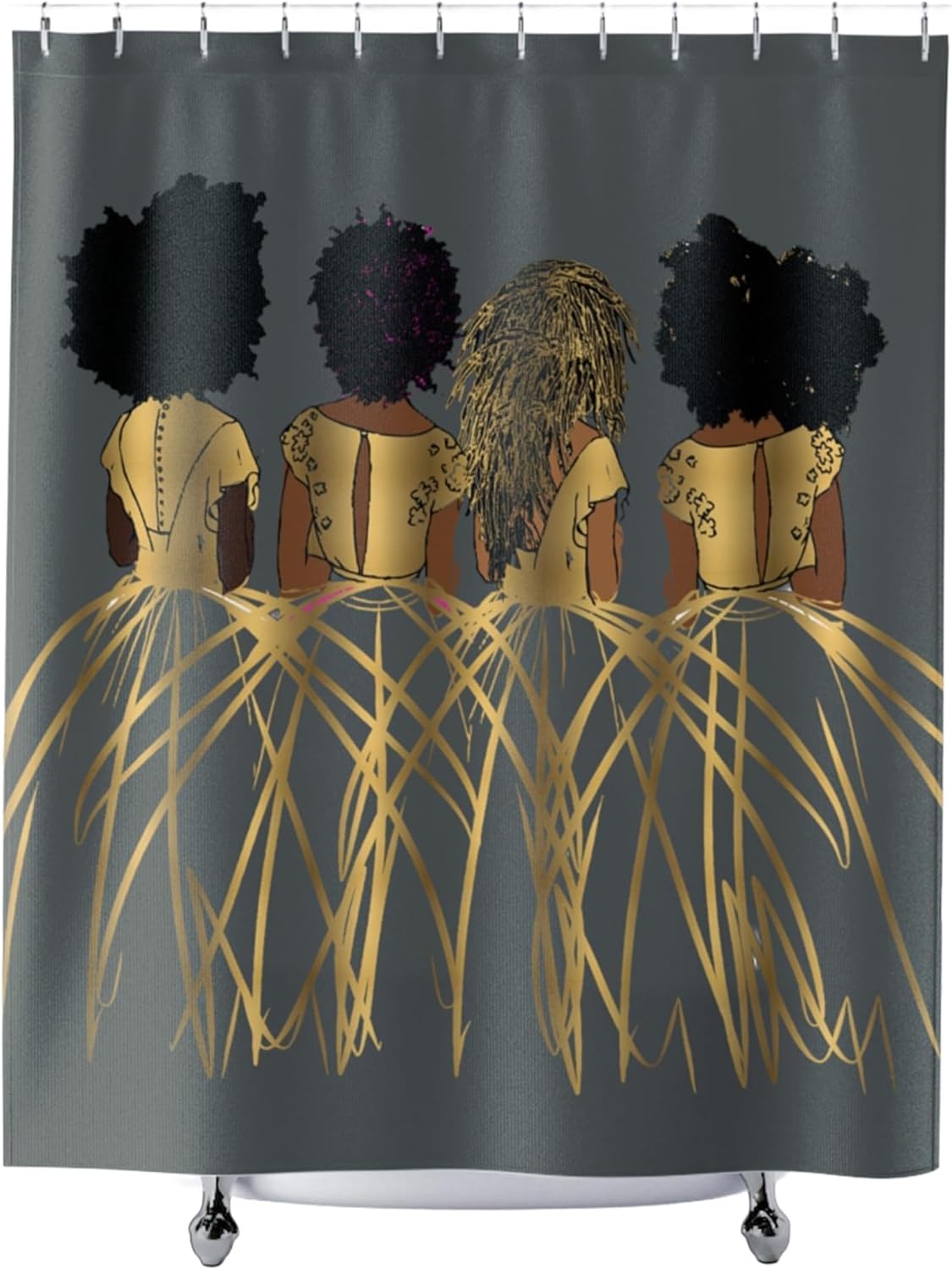 Pardon My Fro Royal Shower Curtain - 100% Polyester Fabric with Chic Print, Waterproof, Elegant Décor, One-Side Print, Stylish Bathroom Curtain for Bathtub, Hooks are not Included - Grey, 71" x 71"