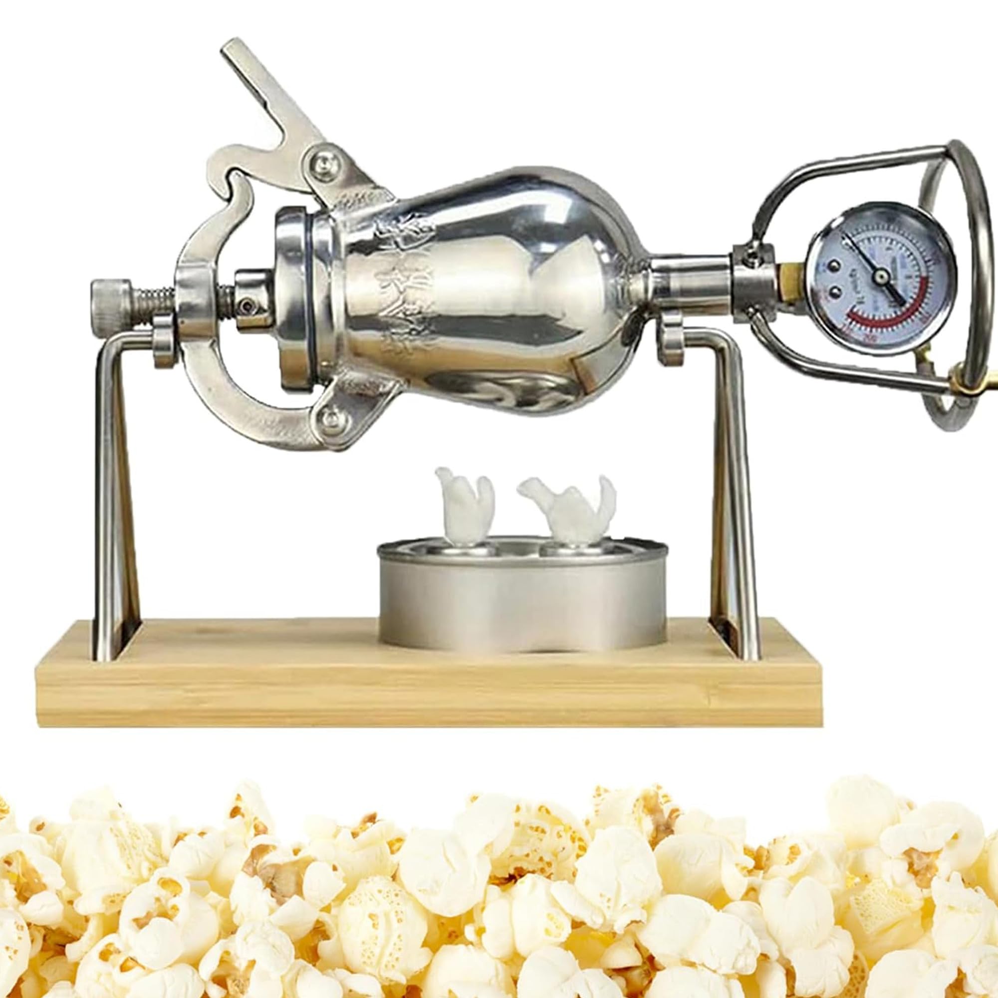 Popcorn-Maker, Mini-Luft-Popper mit Stützrahmen und Holzsockel, perfekt für Halloween, Weihnachten, Neujahrsgeschenke, 260 ml Fassungsvermögen, einfach zu bedienen