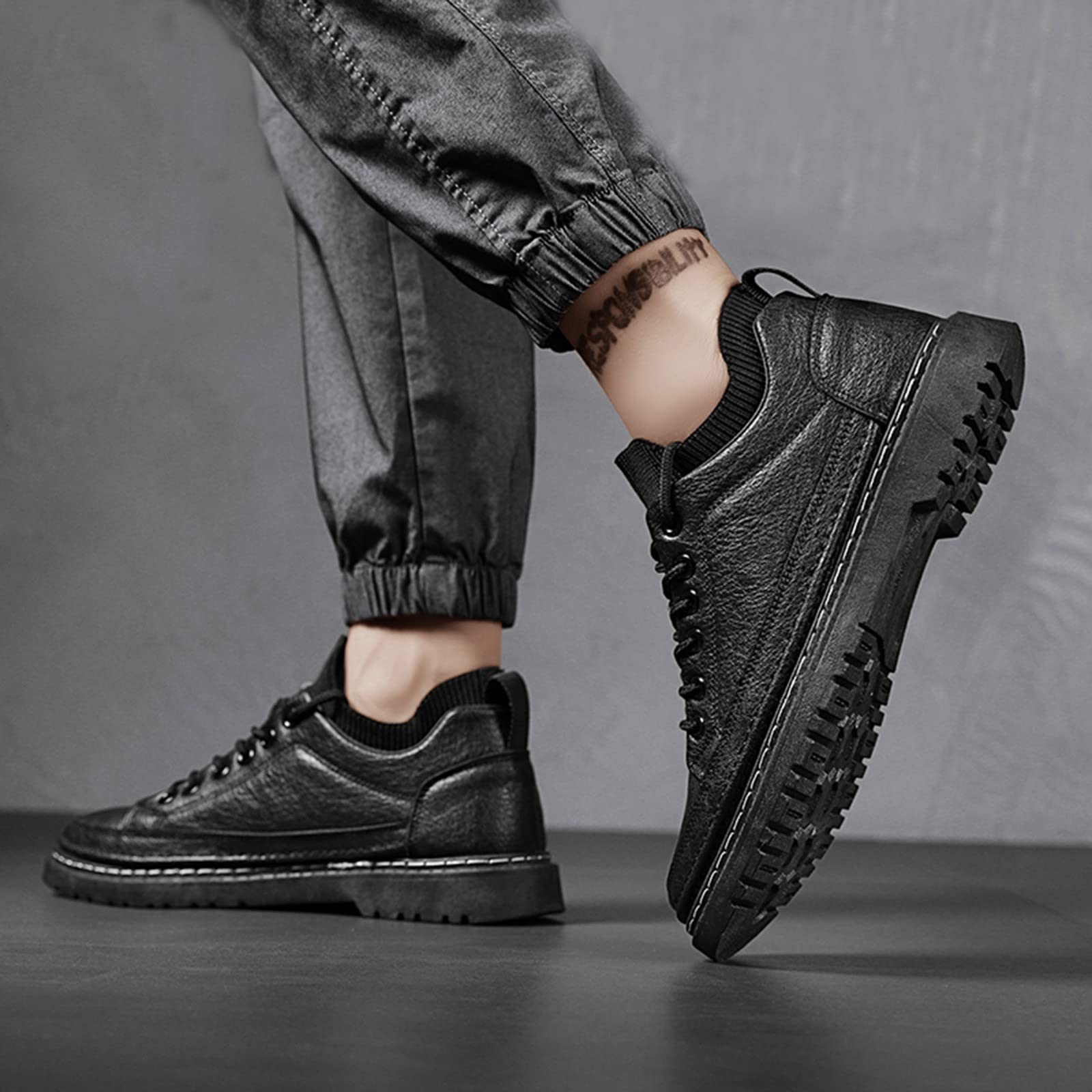 Scarpe da passeggio da uomo, antiscivolo, in pelle PU, impermeabili, per attività all'aria aperta, leggere, per il tempo libero, traspiranti, in pelle