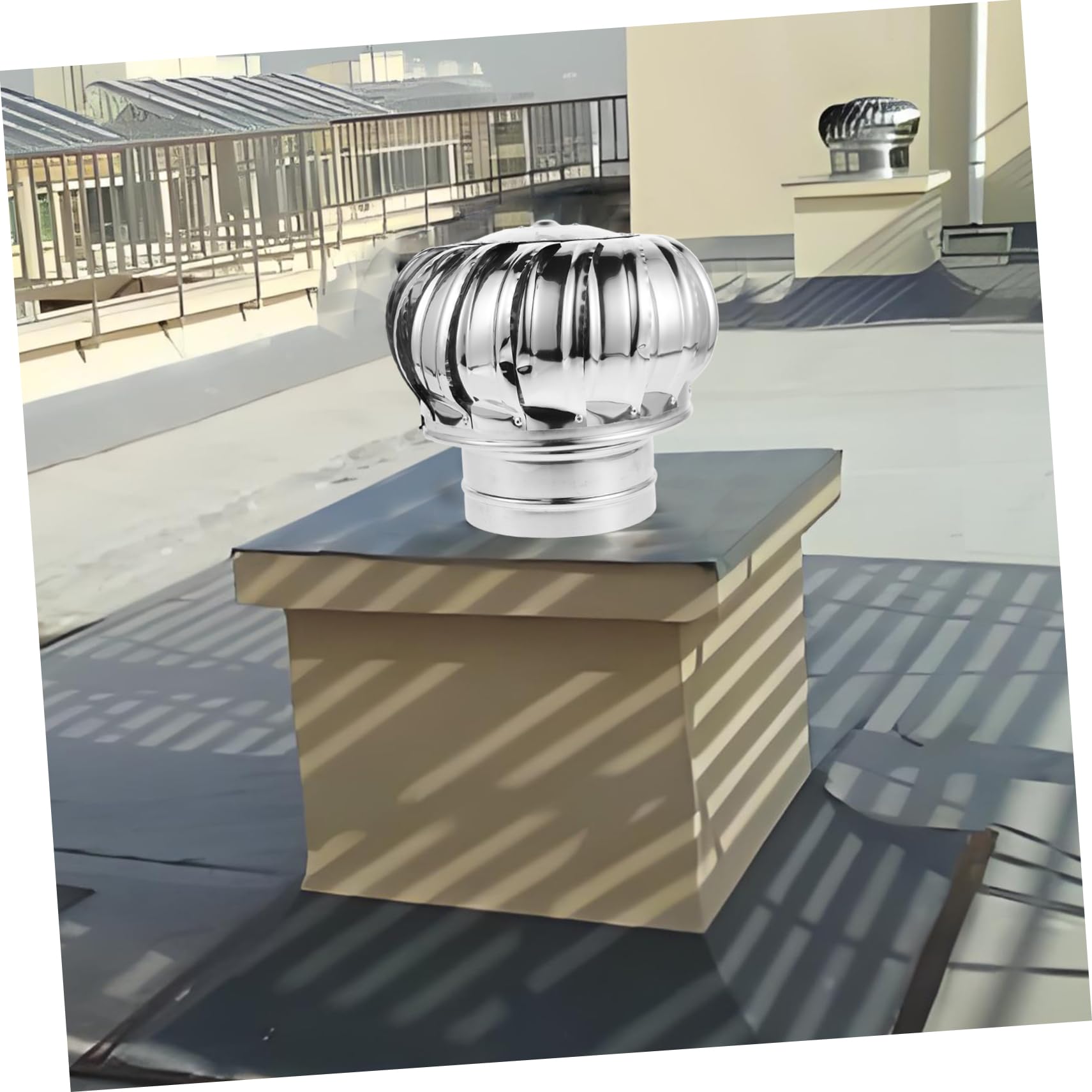 SHINEOFI Respiradero Metálico para Techo Ventilación sin Energía Cubierta Protector Humos Ventilador Giratorio para Viviendas y Almacenes 1 Unidad