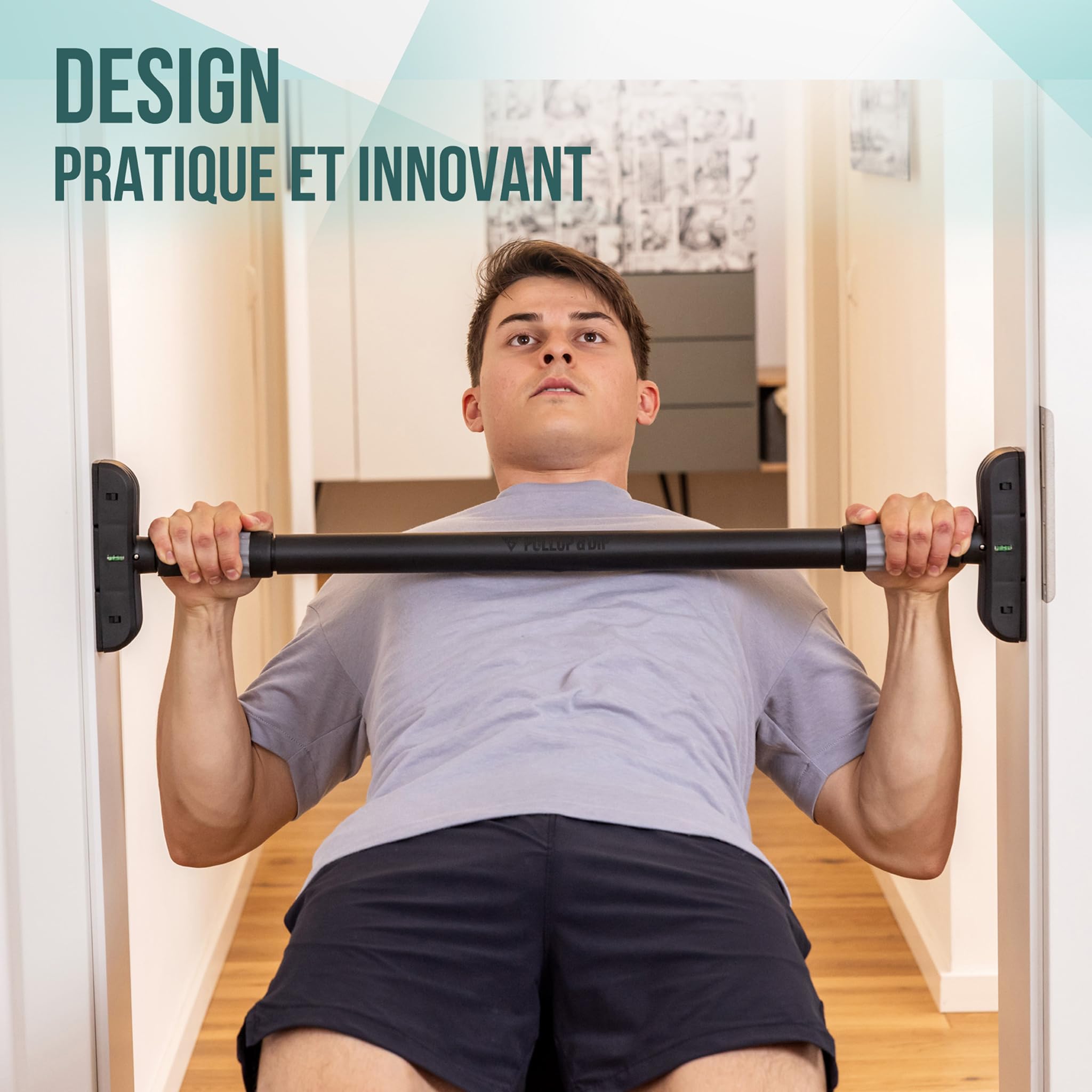 PULLUP & DIP Barre de traction Cadre de porte sans percer y compris station de dips - Barre de traction de porte avec barre de dips - Extension de barres de dips pour la maison