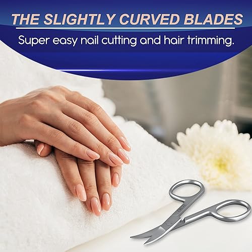 Miniatura 6 de CRUZE Tijeras de uñas  Tijeras curvadas extrafinas para cutículas para manicura, pestañas, cejas, uñas de los pies, uñas de los dedos, pelo de la