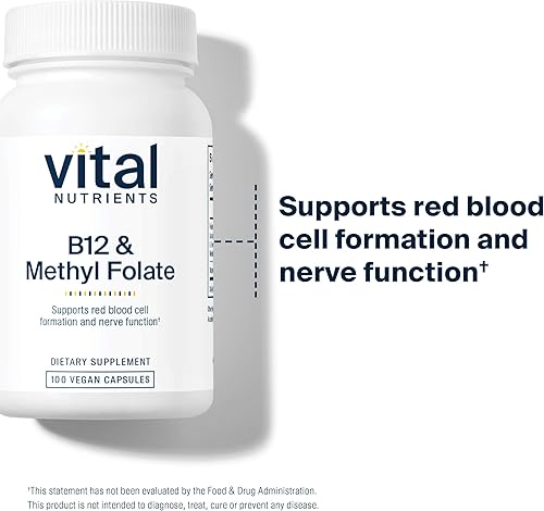 Miniatura 7 de Vital Nutrients - Vitamina B12  folato de metilo - Apoya la función de células cerebrales saludables - 100 cápsulas vegetarianas por botella