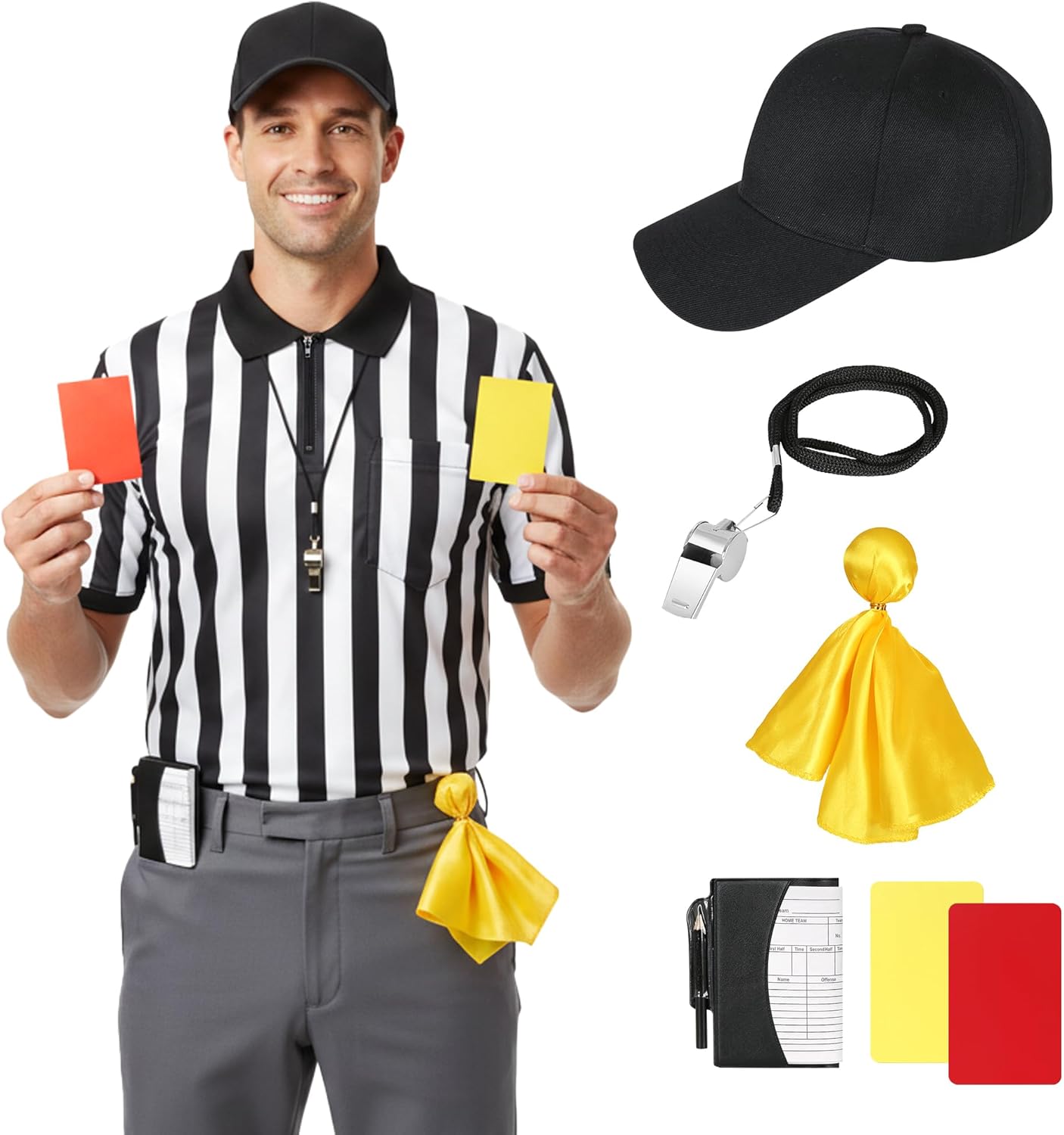 Striped Referee Shirt Halloween Costume Men's, Football Soccer Sports and Halloween Cosplay