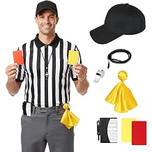 Striped Referee Shirt Halloween Costume Mens, Football Soccer Sports and Halloween Cosplay