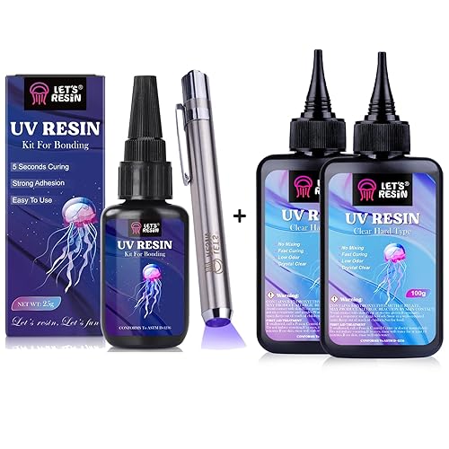 Paquete de kit de resina UV con linterna UV y 7.05 oz de resina UV transparente de baja viscosidad