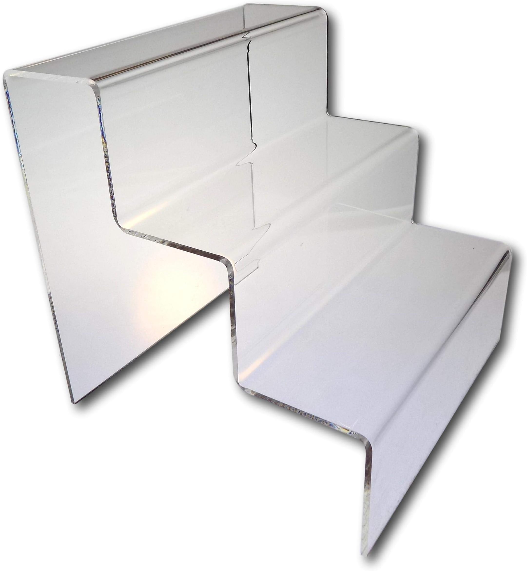 EPOSGEAR Three (3) Step Tier Clear or Coloured Acrylic Plastic Retail Riser Counter Display Plinth Stands - Display products on 4 levels - Perfect for Shops, Stalls, Ornaments, Models etc (Clear, Large)