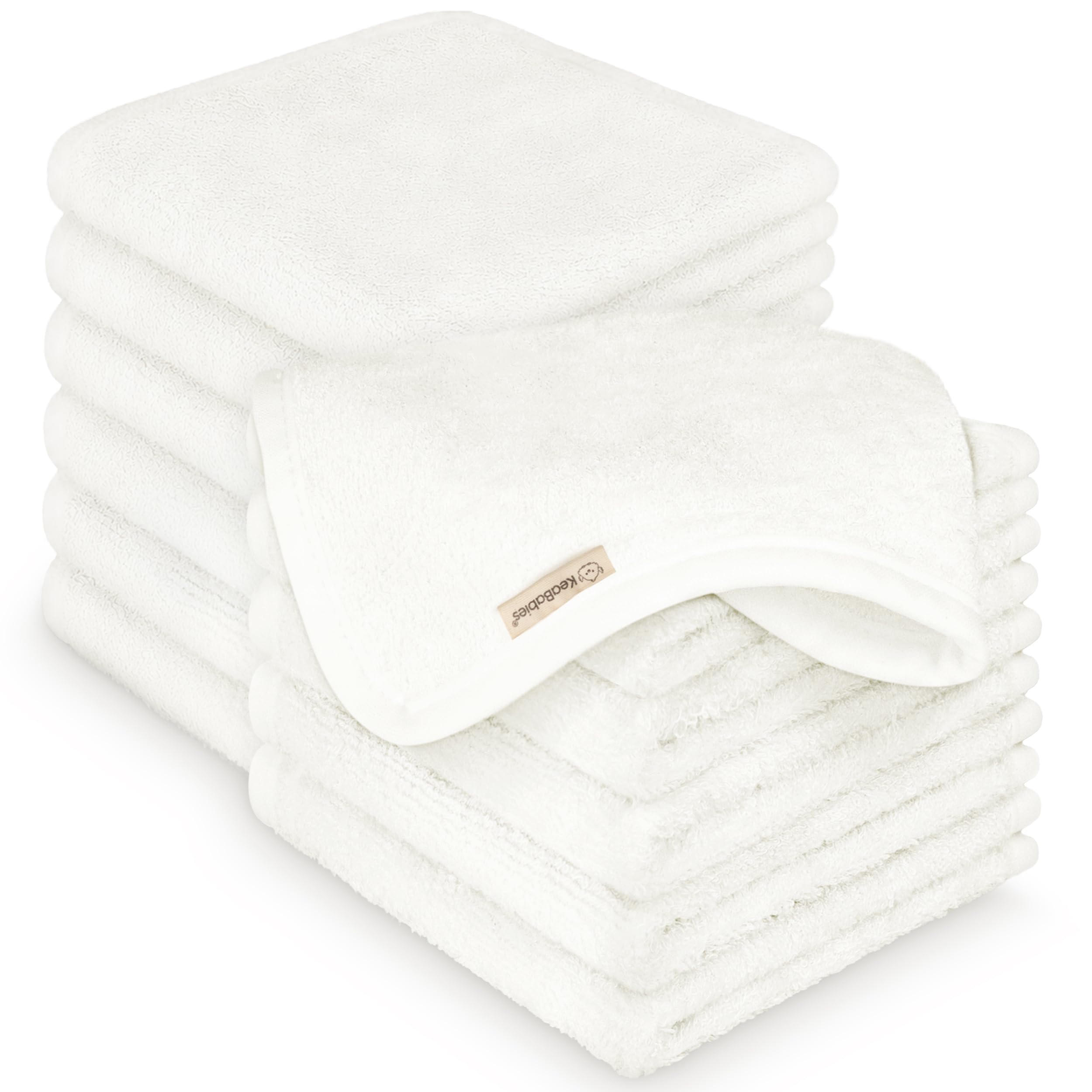 12-Pack Baby Washcloths, Soft Absorbent Washcloths for Face, Body (White)