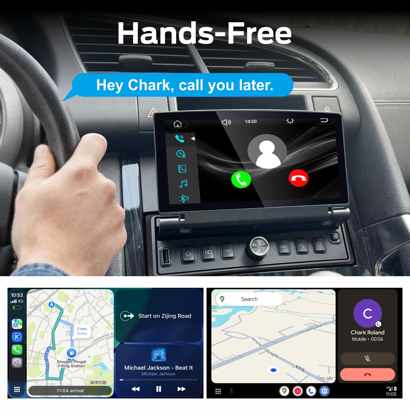 Pojedyncze radio samochodowe DIN z rozkładanym ekranem, bezprzewodowym CarPlay i Android Auto, rozkładane radio samochodowe z ekranem dotykowym o jakości dźwięku na poziomie OEM, Bluetooth, FM/AM RDS