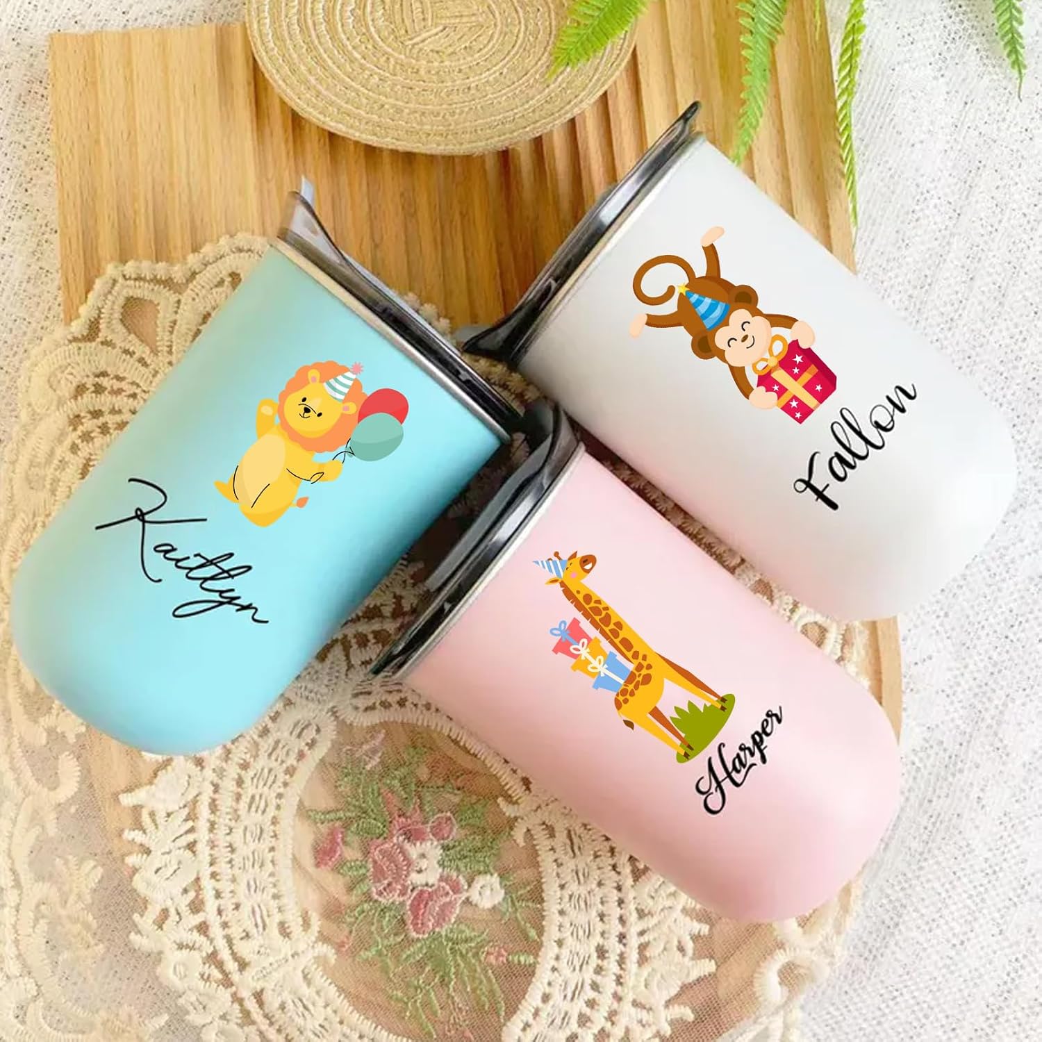 Personalized Kid Chubby Water Bottle with Pattern & Name, Customizable Stainless Steel Cups with Cup Lid for Boys & Girls, Iced Coffee Mug, Gifts for Toddler Birthday, Christmas, Back to School Easter - Image 3