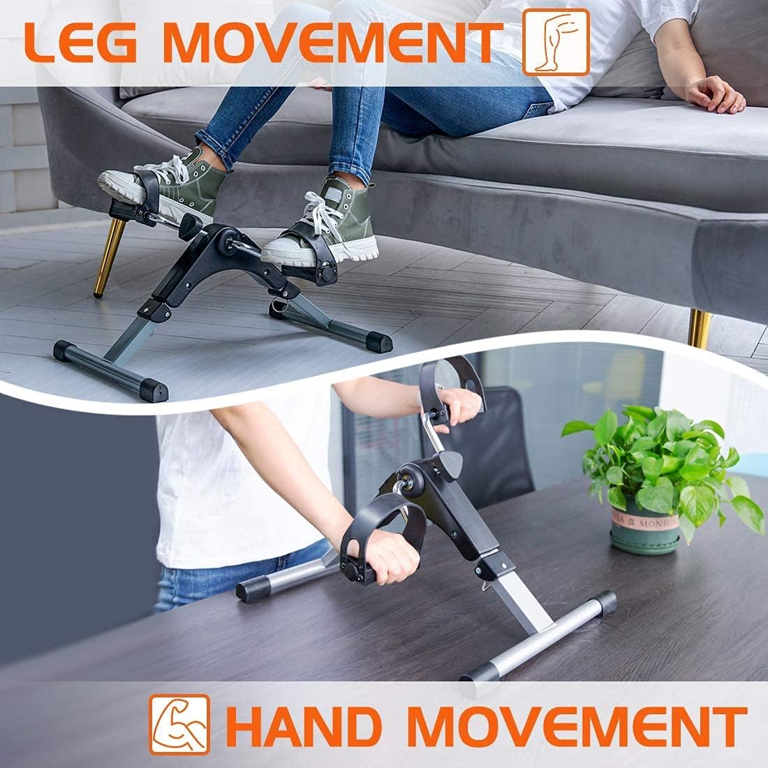 TABEKE Pedal Exerciser Under Desk Bike - Folding Pedal Exerciser for Arm/Leg Workout, Portable Desk Bike Peddler Exerciser with LCD Display : Sports & Outdoors