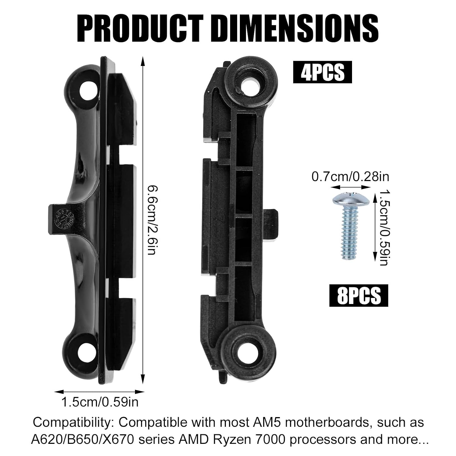 4pcs CPU Bracket for AM5, Plastic Desktop Computer CPU Motherboard Cooler Fan Mounting Bracket with Screws Cooler Fan Support Stand for AMD AM5/AM4 image 2