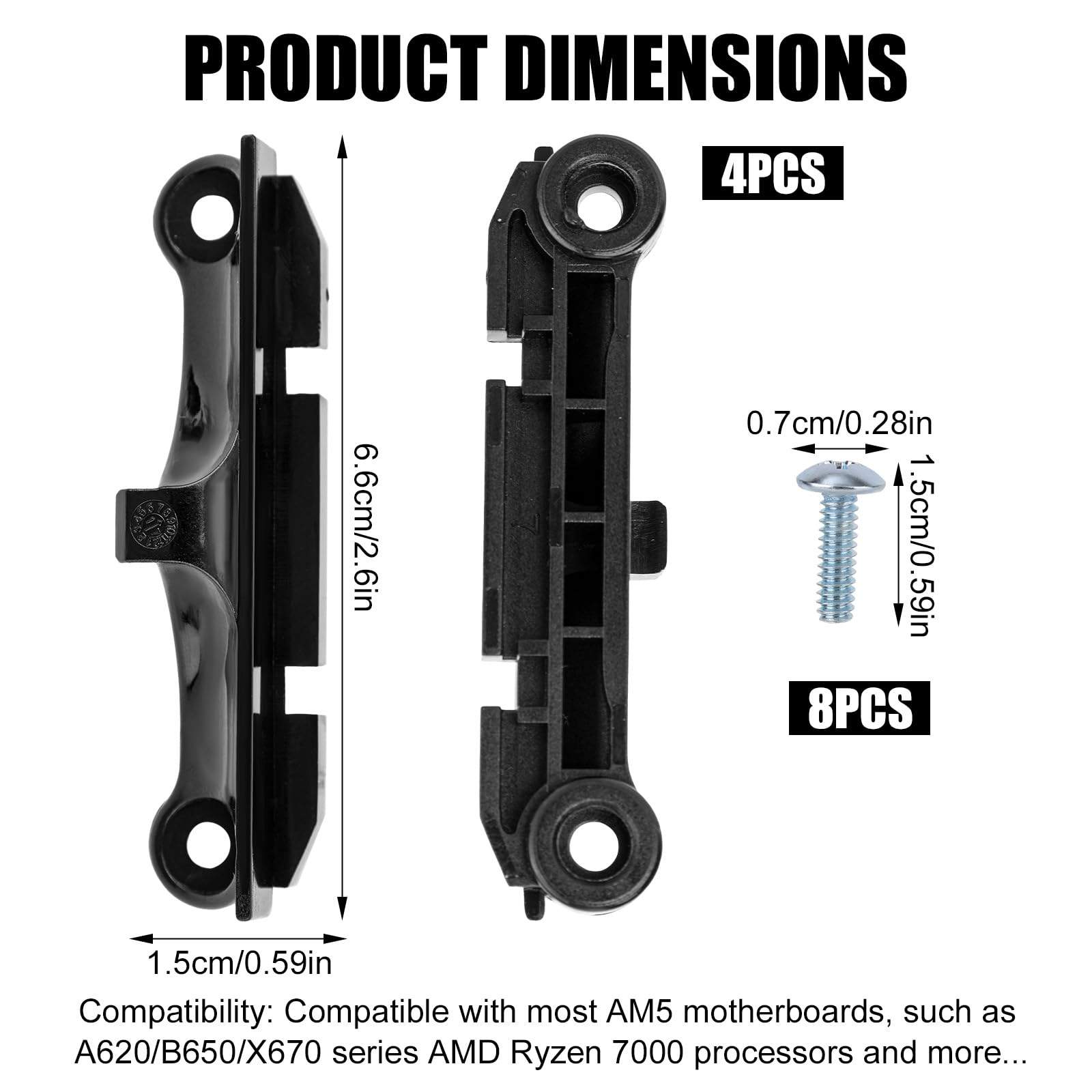 4pcs Supports de Ventilateur pour Processeur AMD AM5, en Plastique Support de Processeur Carte Mère Avec Vis pour AMD AM5/AM4