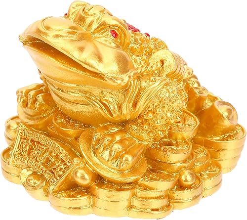 ULTECHNOVO Sapo de dinero dorado, estatua de sapo grande de dinero, Feng Shui, sapo de tres patas, estatua de rana de dinero, decoración de tablero disponible en Yaxa Colombia