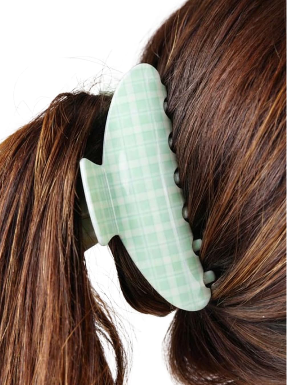Almere Hair Claw Clip, Striped and Camo Pattern, Women's Hair Accessories for Thick or Thin Hair, 4 inch No-Slip (Green Plaid)