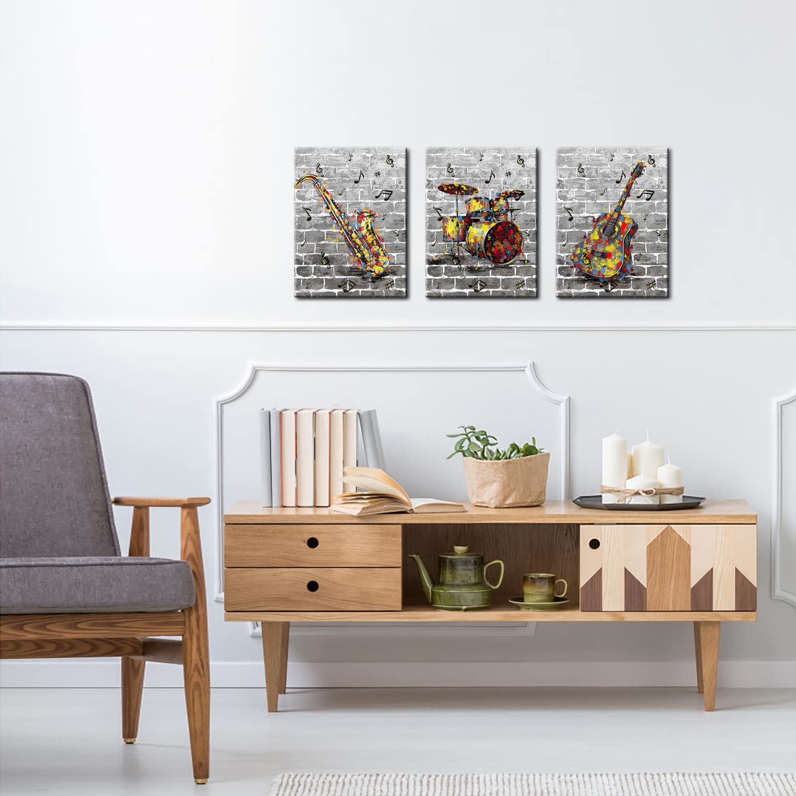 Amazon.com: Conipit Lienzo con instrumentos musicales, arte para