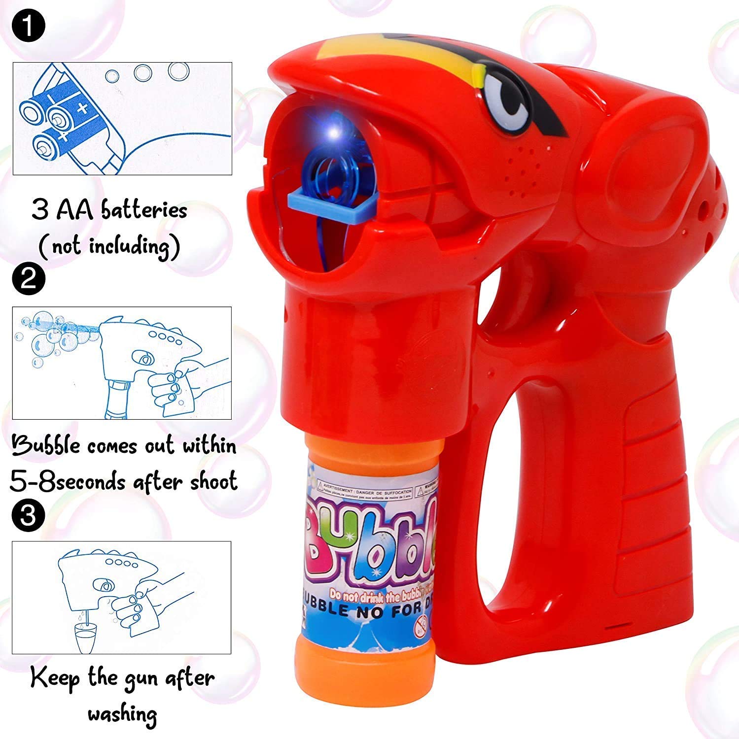 Urban Festivities Bubble Gun Toy 2 Refill Bottles Bubble Making Gun