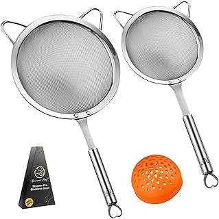 Stainless Steel Fine Mesh Strainer Set – 1 Large Flour Sifter with Sturd...