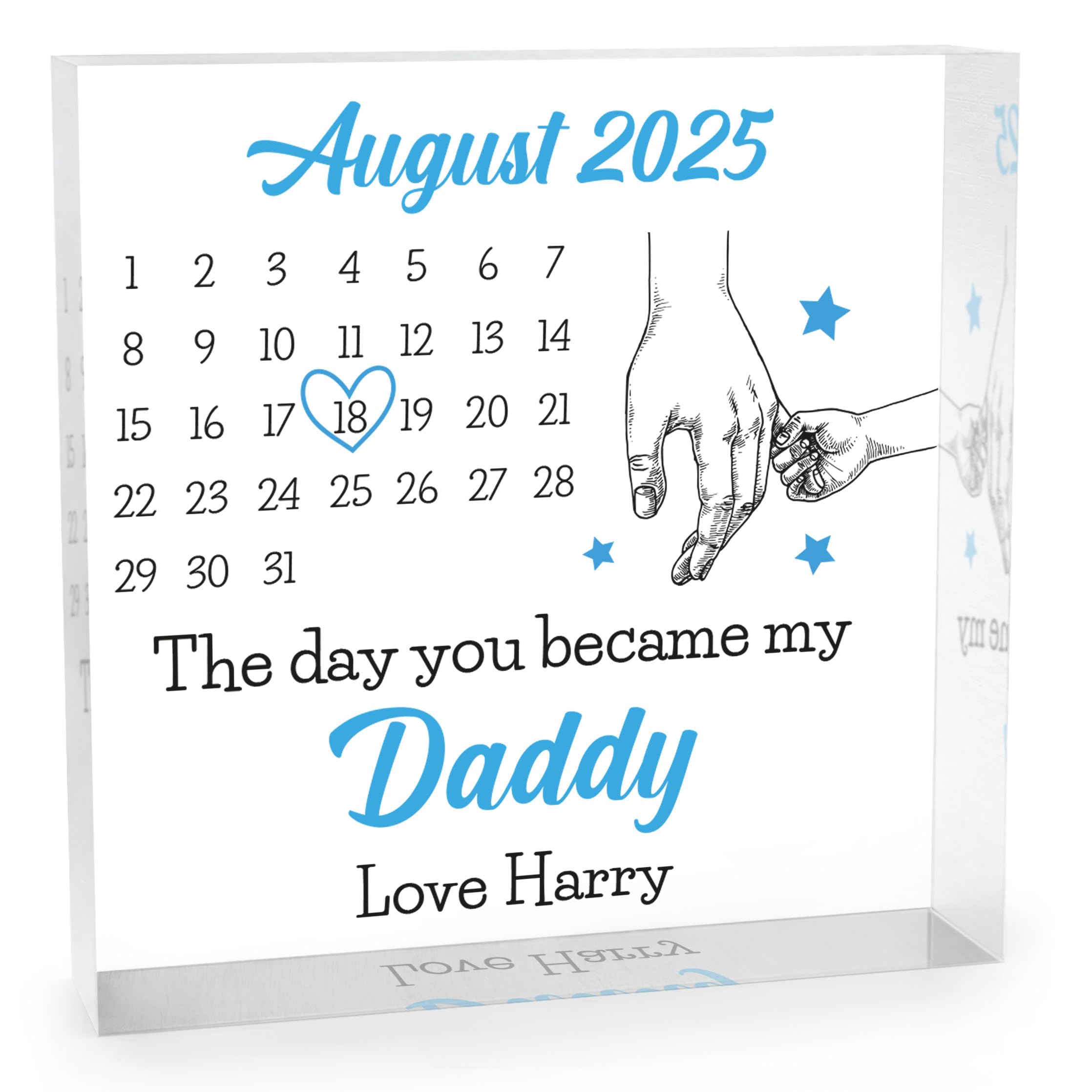 Beecreative Daddy Gifts from Baby - The Day You Became My Daddy - Dad Birthday, Christmas, Fathers Day Presents from Son or Daughter - With Grey Bag
