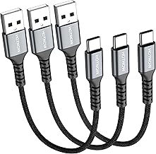 3 x Short USB C Cable, 12.8 ft (30 cm), HOTNOW 0.3m USB-C QC 3.0 Rapid Charging Cable, Suitable for C-Type Devices