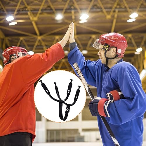 Miniatura 5 de 1 juego de correa de barbilla para casco de hockey con 2 broches de presión fortalecidos de acero inoxidable, trabillas de hockey para casco de