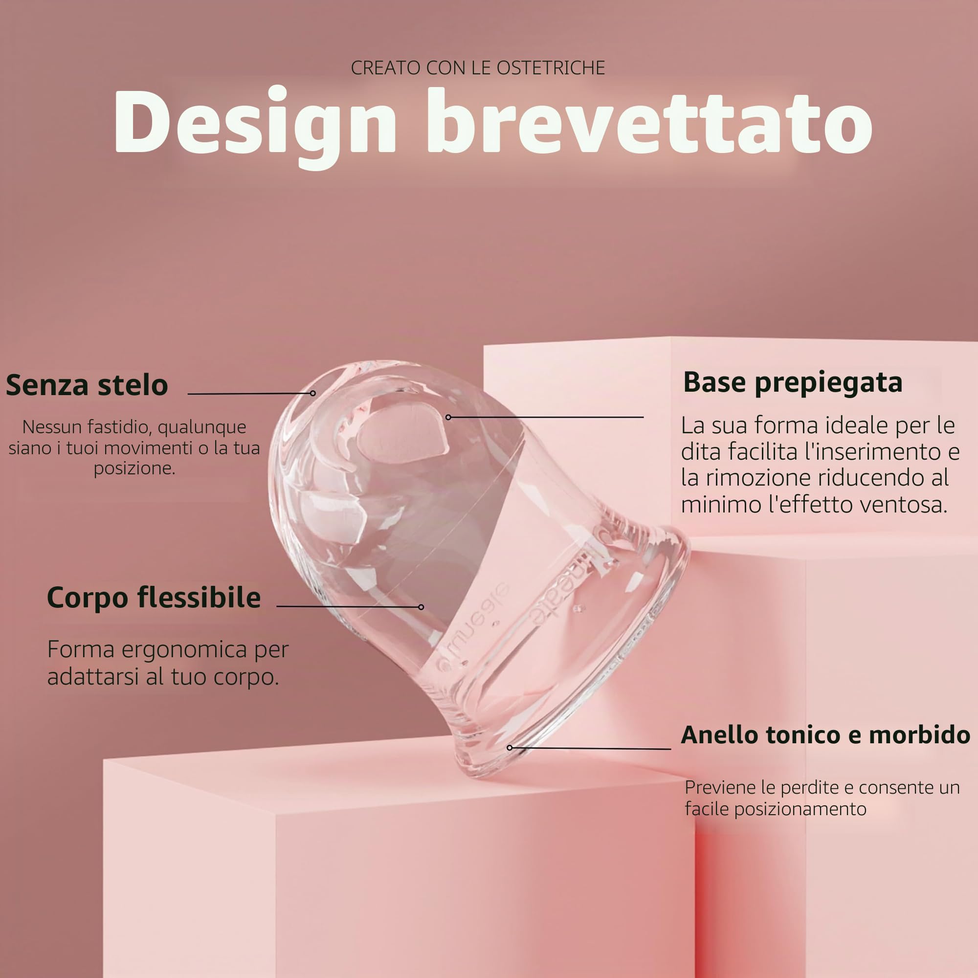 La Cup Luneale - coppetta mestruale - design ergonomico esclusivo creato con ostetriche - fabbricazione francese - 100% silicone medico al platino (M - Flusso medio/abbondante)