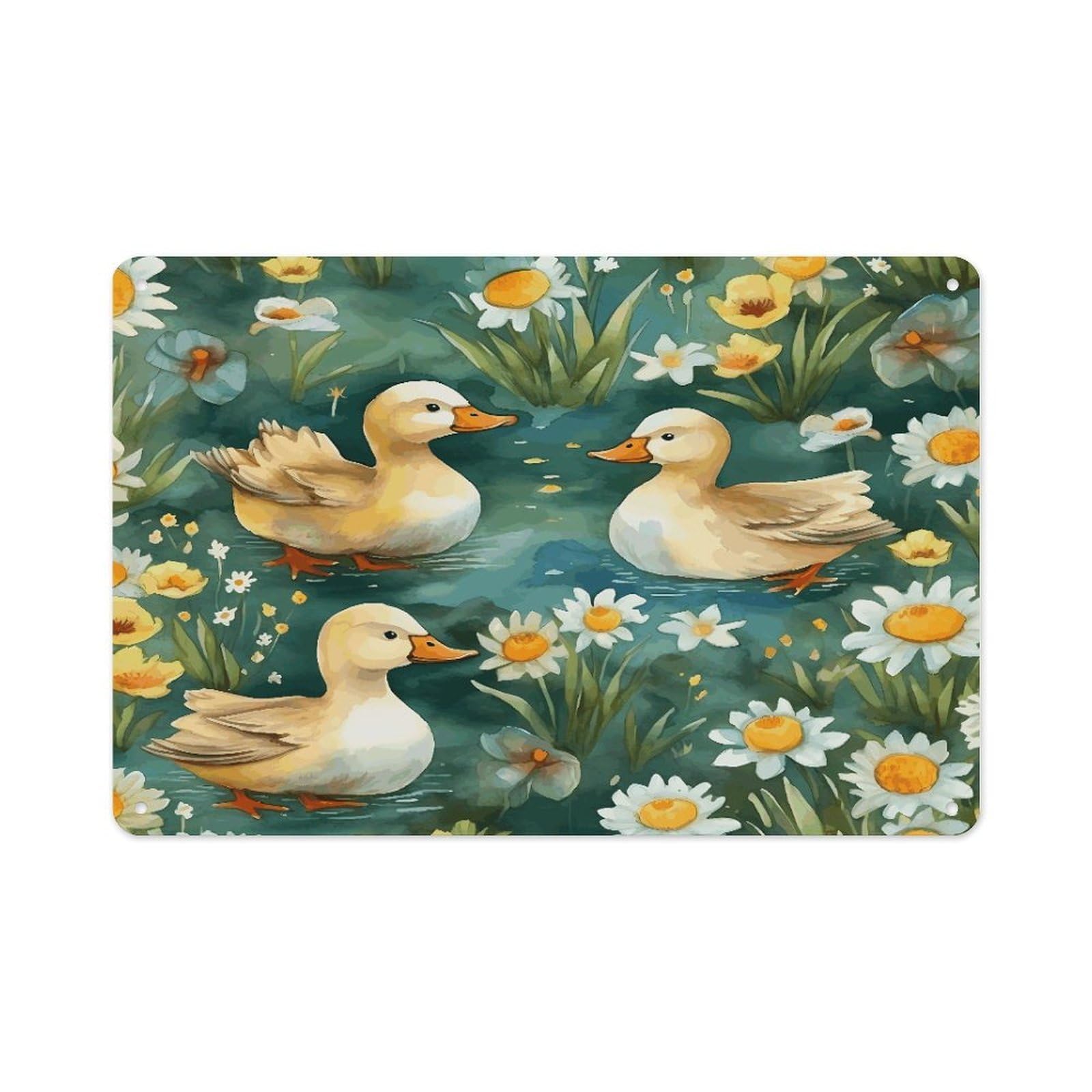 Btcowzrv Style Hand Drawn Duck Metal Sign 7.9 X 11.8 Inch, Aluminum Sign Wall Art Decor Easy To Install, Decorative Plaque For Home Bar Kitchen Pub Shop Garage