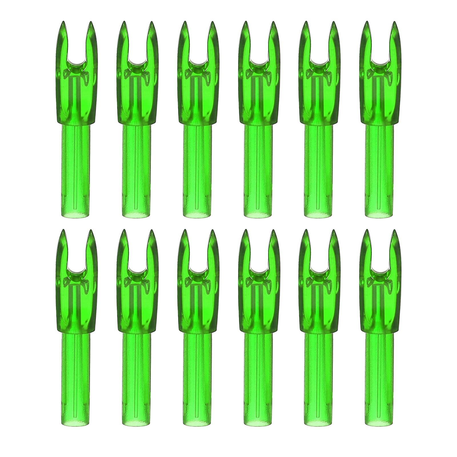 PATIKIL Archery Arrows Nocks 4.2mm, 12 Pack Plastic Insert Arrow Nock Replacement Arrow Tails for Hunting Shooting Compound Recurve Bow, Clear Green