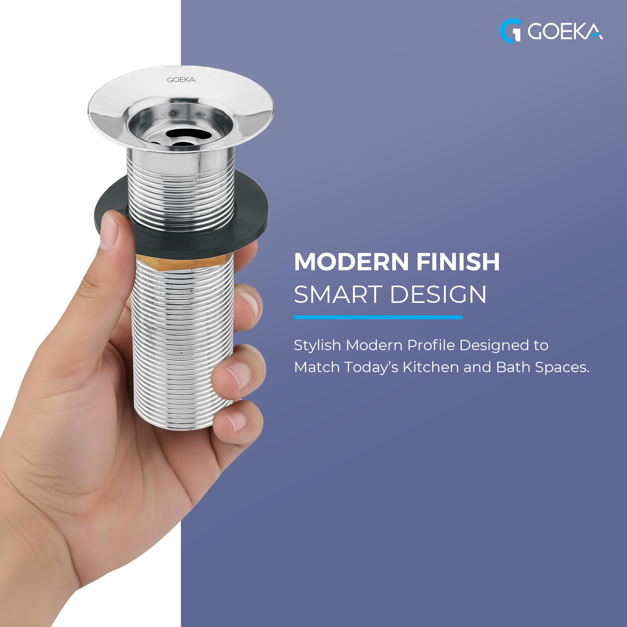 GOEKA® Stainless Steel Waste Coupling 5 Inch | Full Thread Silver Finish | Heavy-Duty Coupling for Wash Basin, Kitchen Sink, Bathroom | Rust-Free Durable Drain Jali with Overflow 3