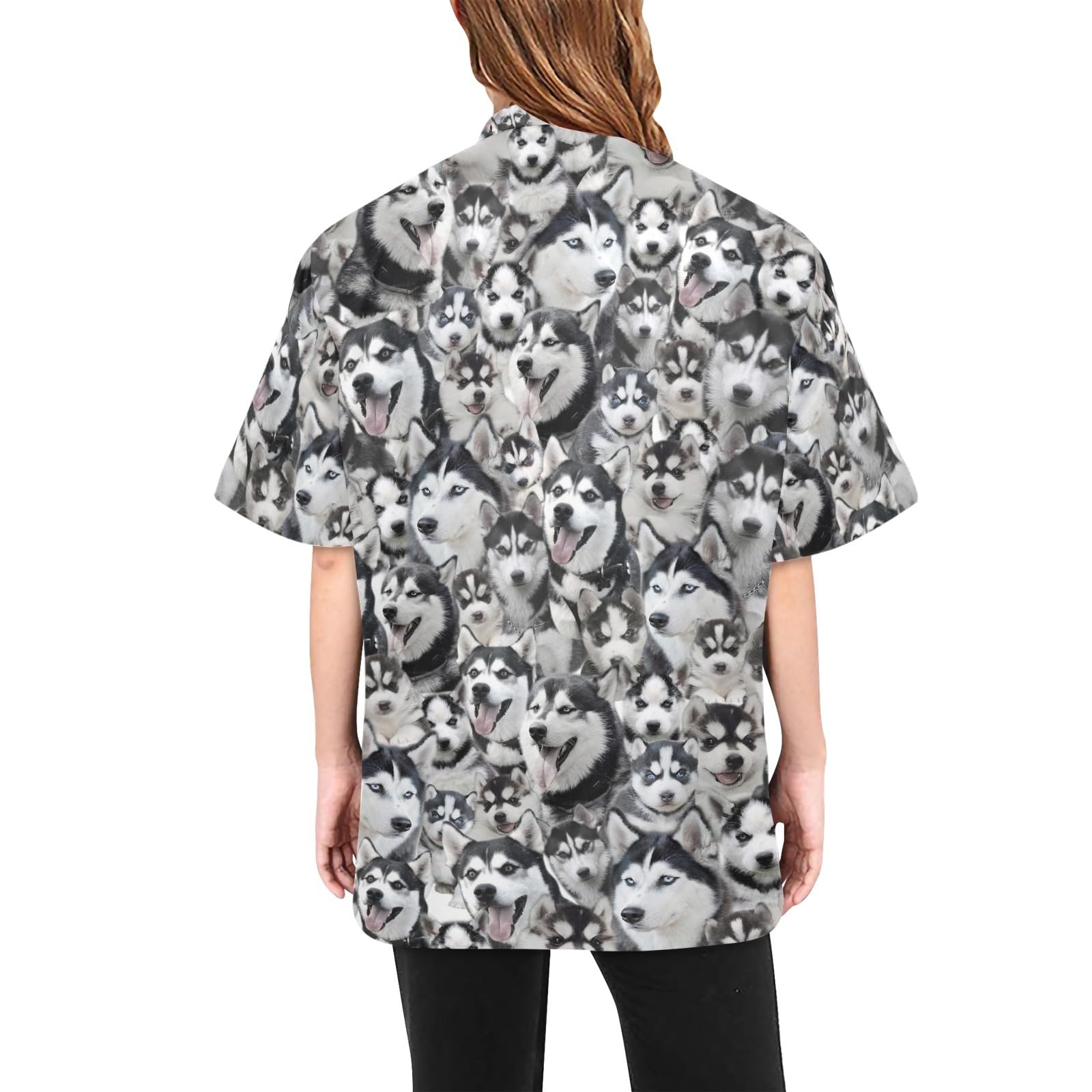 COWCUTE Pet Grooming Jacket for Husky Dog Lover, Water Resistant Smock for Dog Beauty, Husky Dog Print Jacket for Groomer