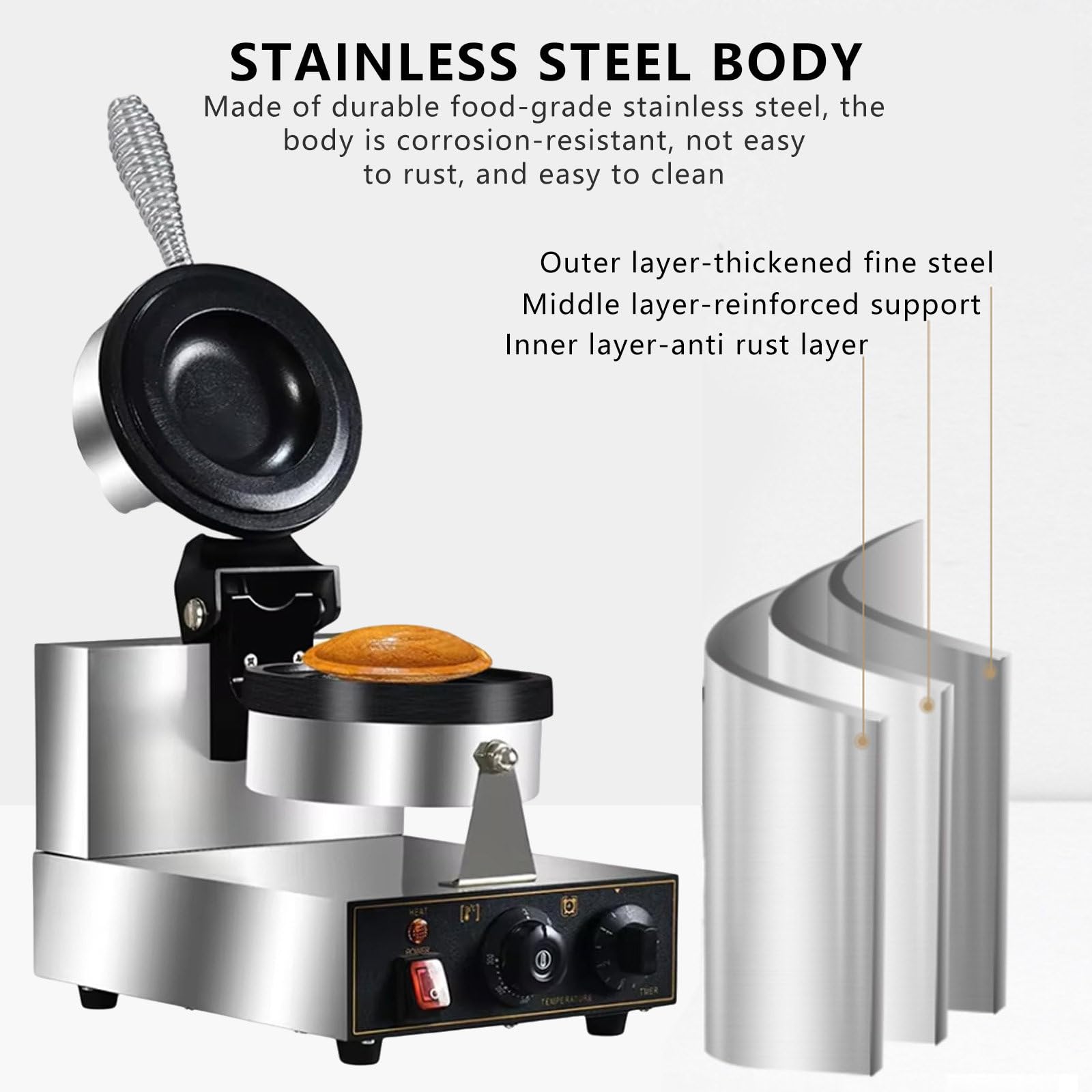 Macchina Elettrica per Hamburger UFO, 1300 W Antiaderente per La Preparazione di Waffle per Hamburger da Tavolo, per Panetterie, Ristoranti, Chioschi, Mense,110V