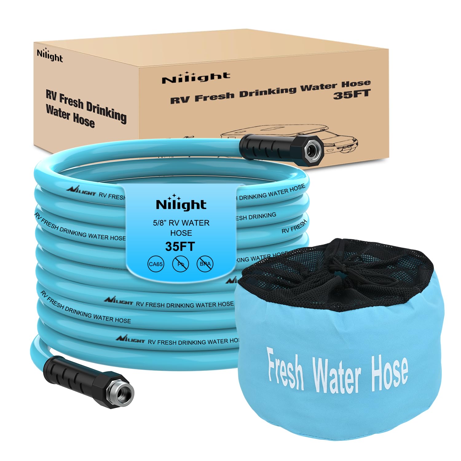 Nilight RV Water Hose 35FT Garden Drinking Hoses with Storage Bag