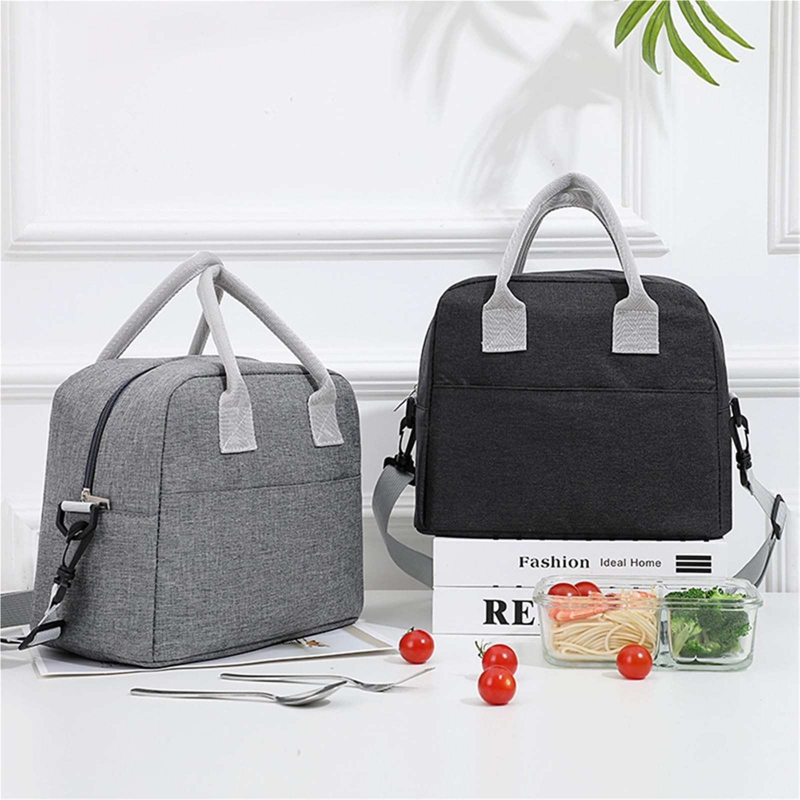 2 Bolsas térmicas portátiles for Colgar en la Pared, for Picnic, de Lona, ​​para Alimentos(Grey)